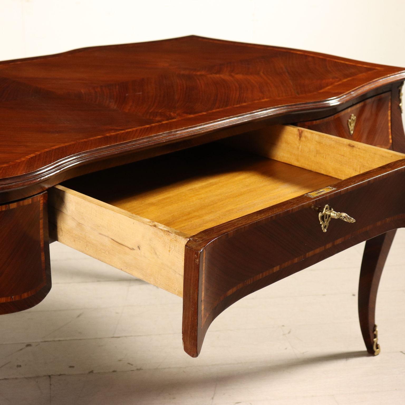 Veneer Desk Manufactured in Italy Second Half of 1800s