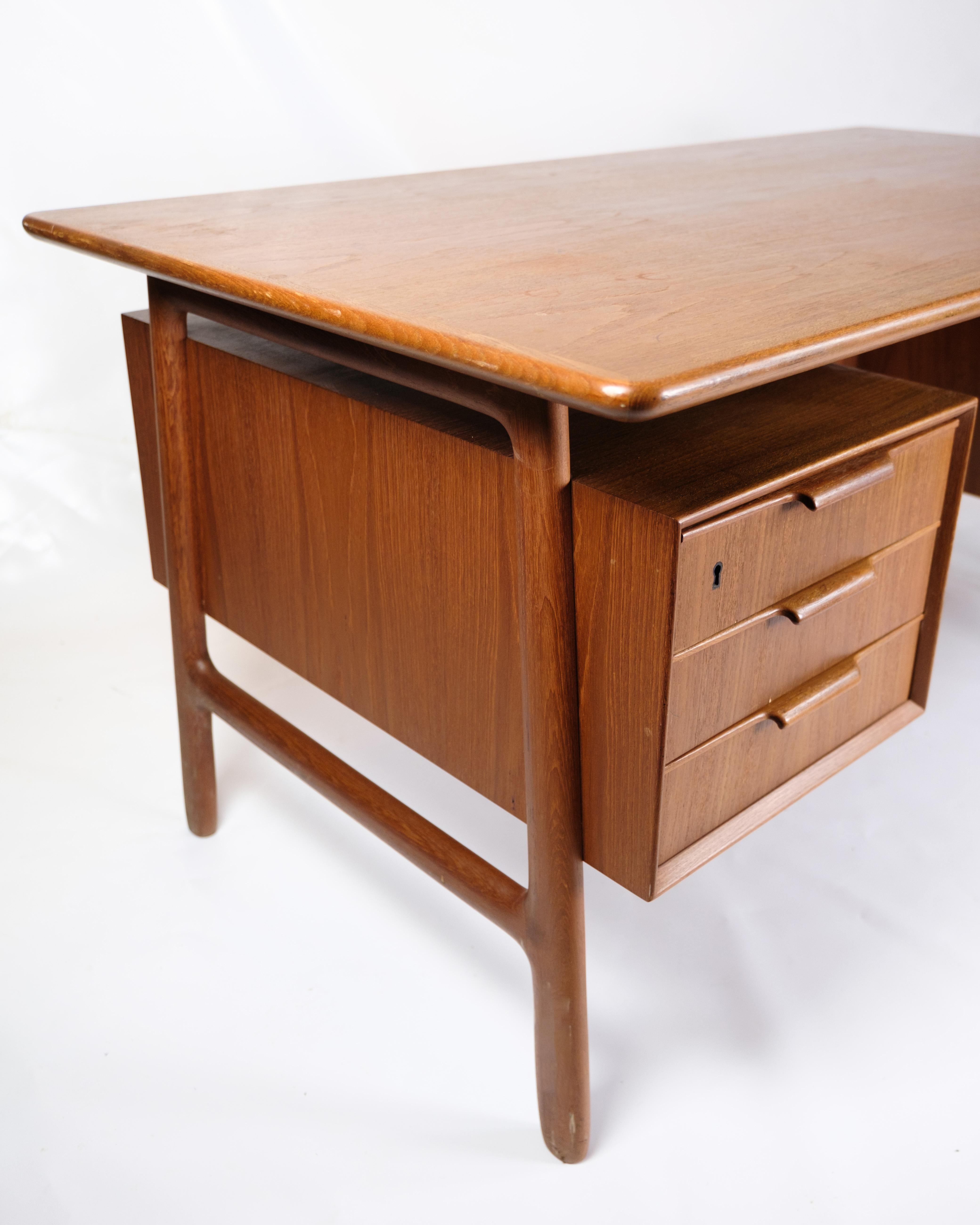 Desk Model 75 Made In Teak By Omann Junior Møbelfabrik From 1960s For Sale 4