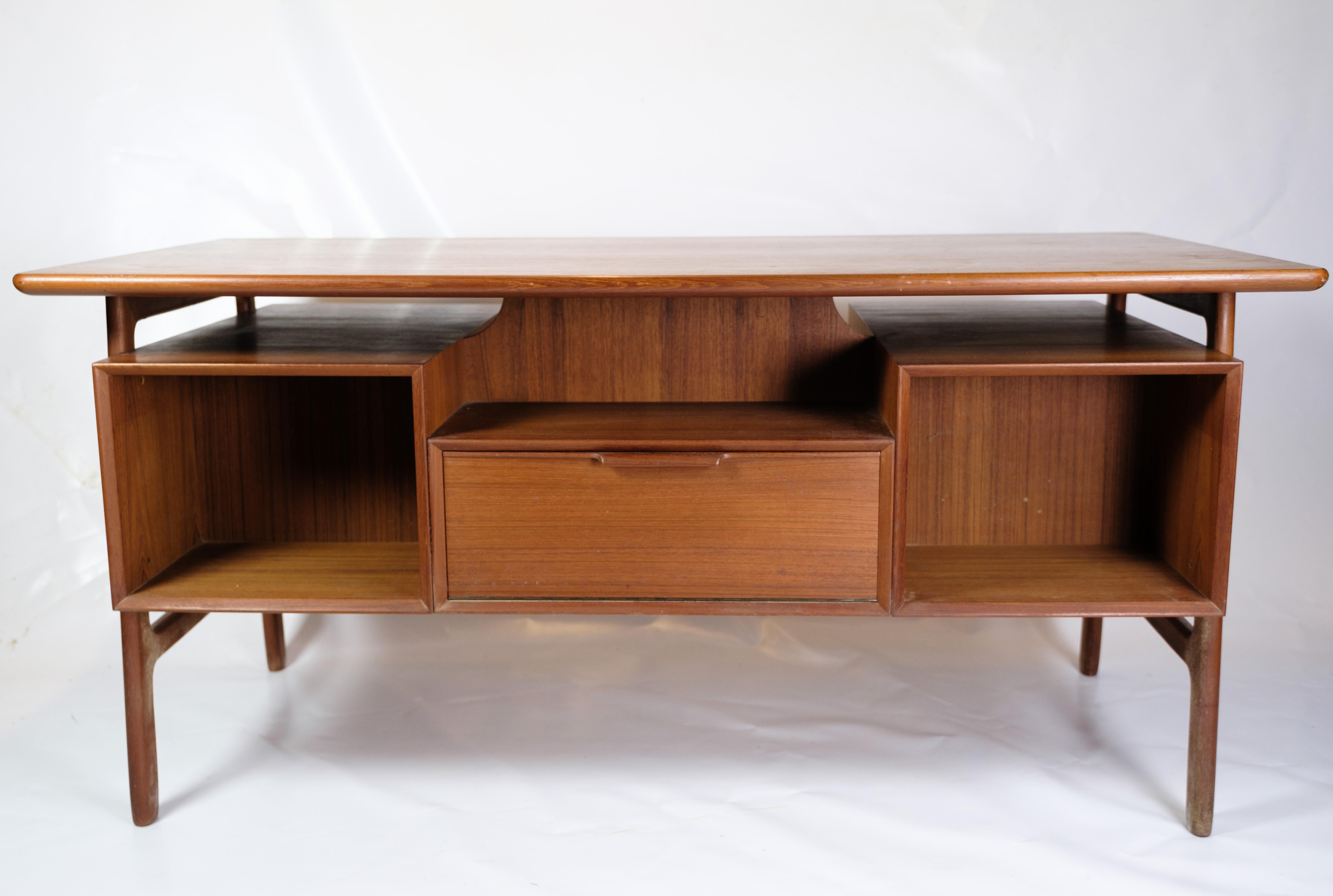 Desk Model 75 Made In Teak By Omann Junior Møbelfabrik From 1960s For Sale 6