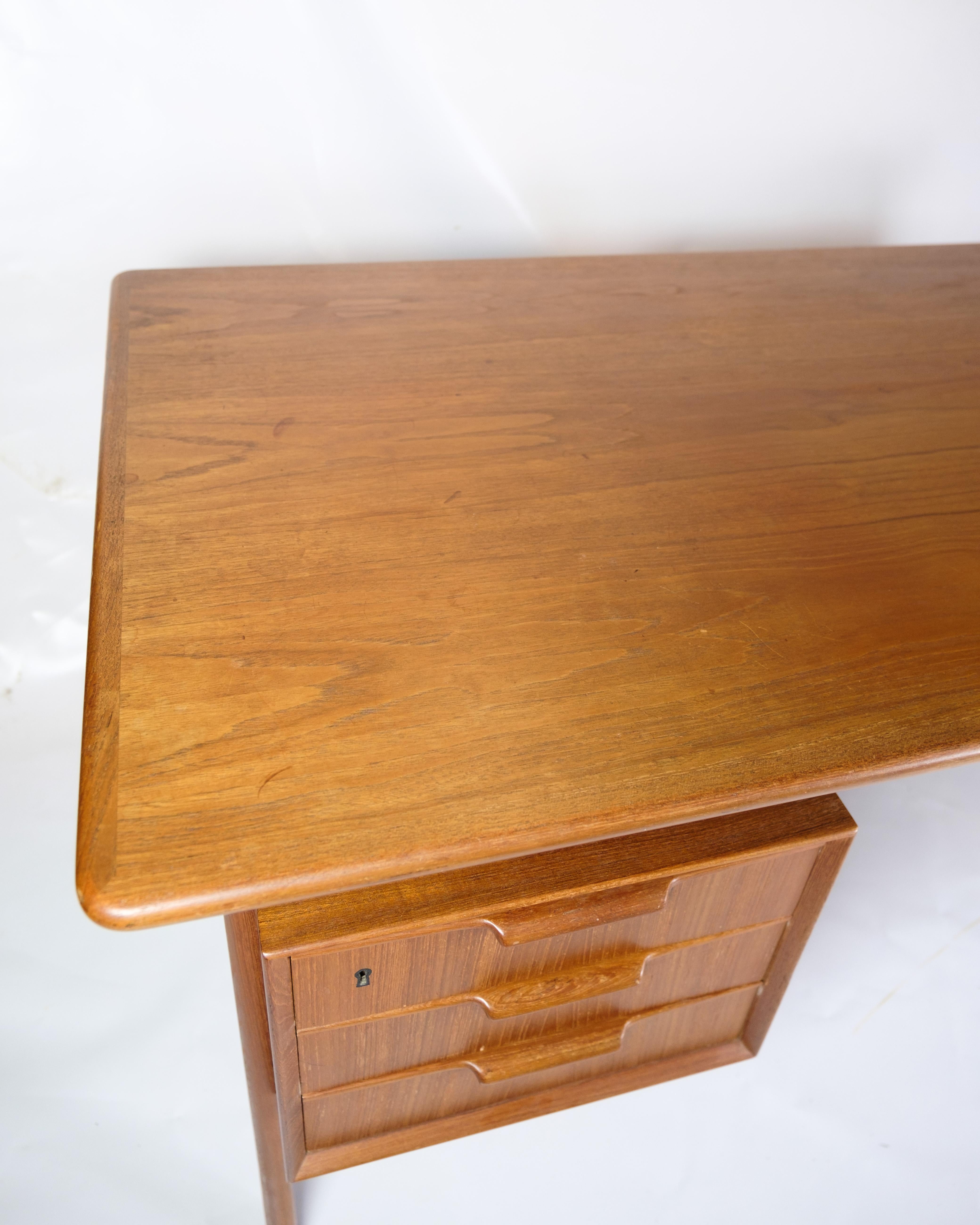 Desk Model 75 Made In Teak By Omann Junior Møbelfabrik From 1960s For Sale 3