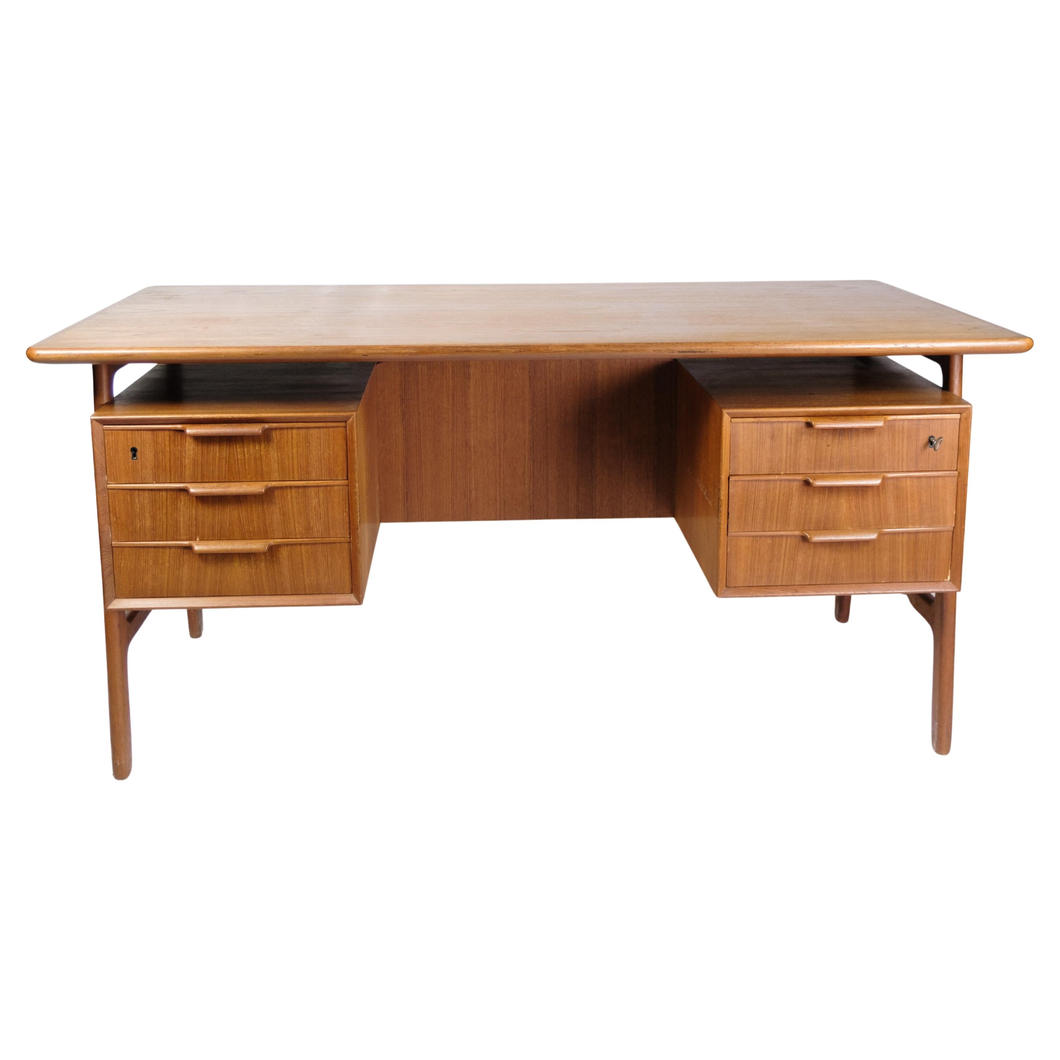 Desk Model 75 Made In Teak By Omann Junior Møbelfabrik From 1960s For Sale
