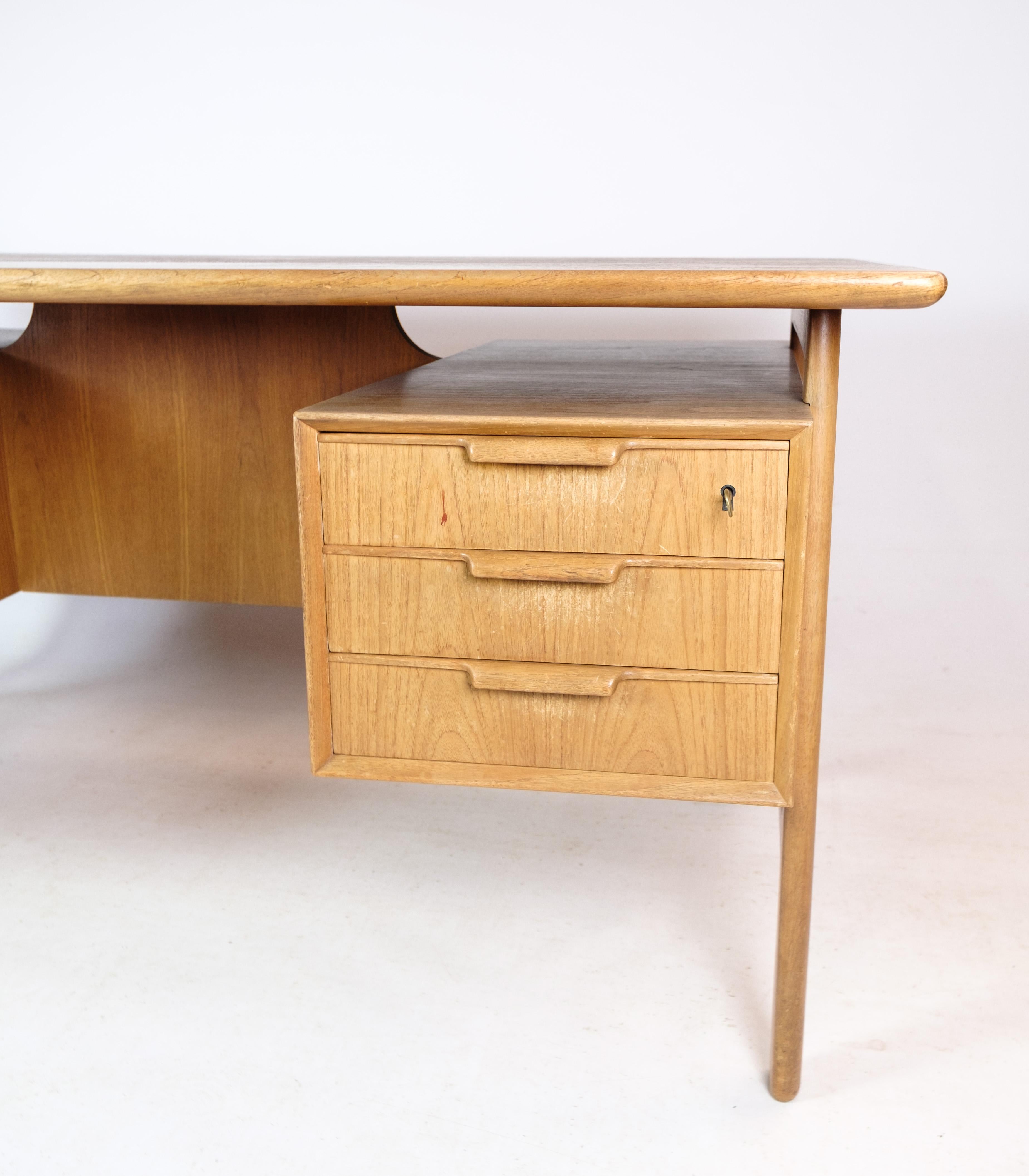 Schreibtisch Modell 75 aus Teakholz, hergestellt von Omann Junior Møbelfabrik aus den 1960er Jahren im Angebot 6