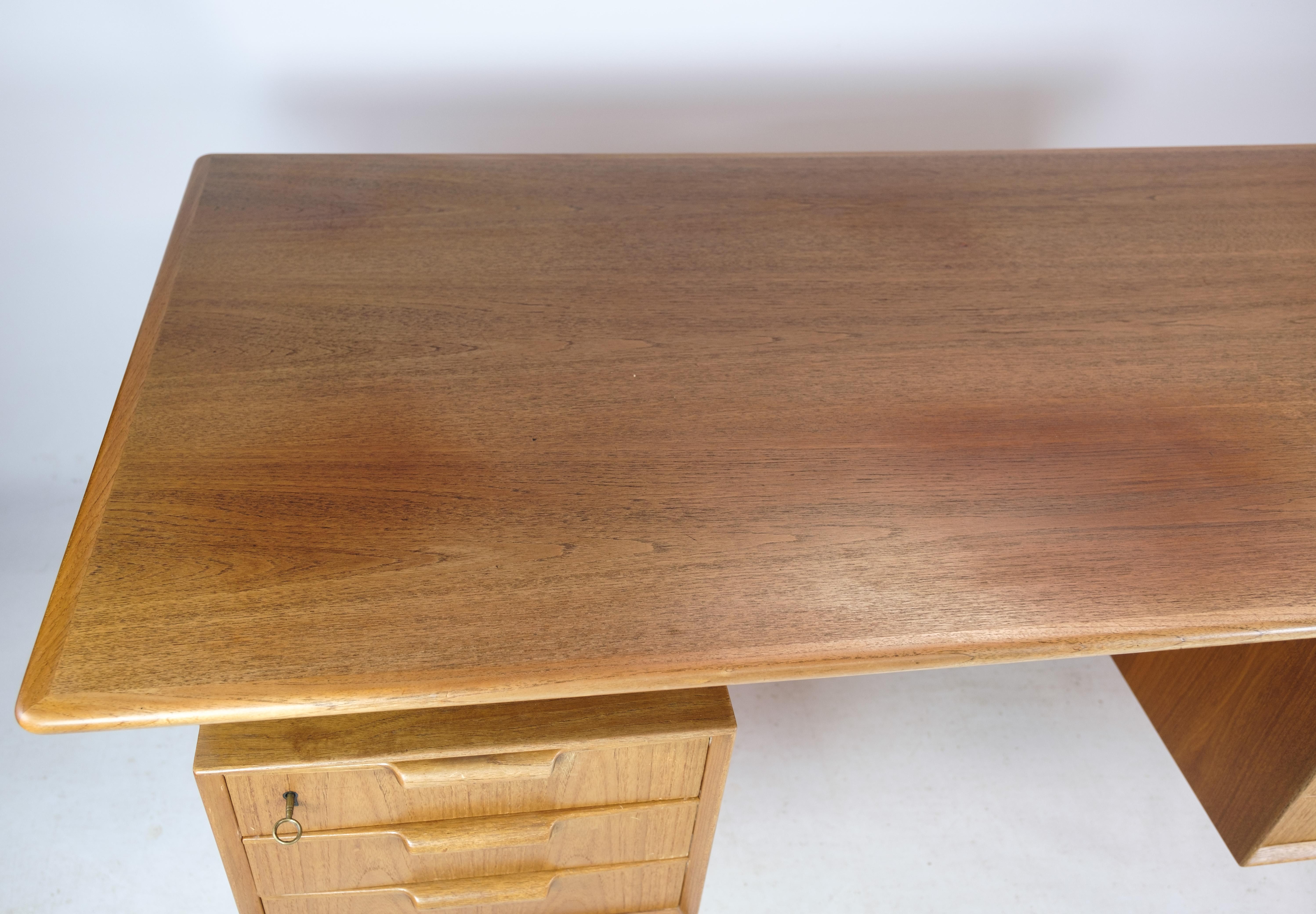 Danish Desk Model 75 Made In Teak, Made By Omann Junior Møbelfabrik From 1960s For Sale