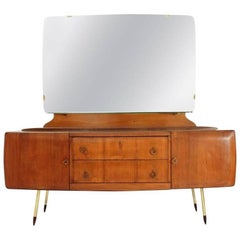 Vintage Desk + modernist table + armchairs + chest of drawers