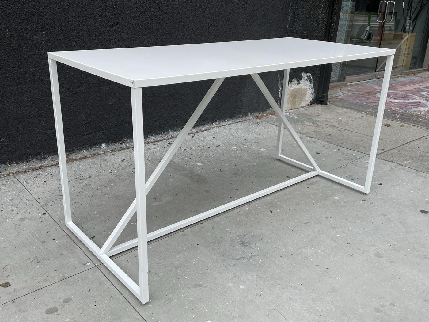 Contemporary Desk or Bar Height Table in Metal and Powder Coated