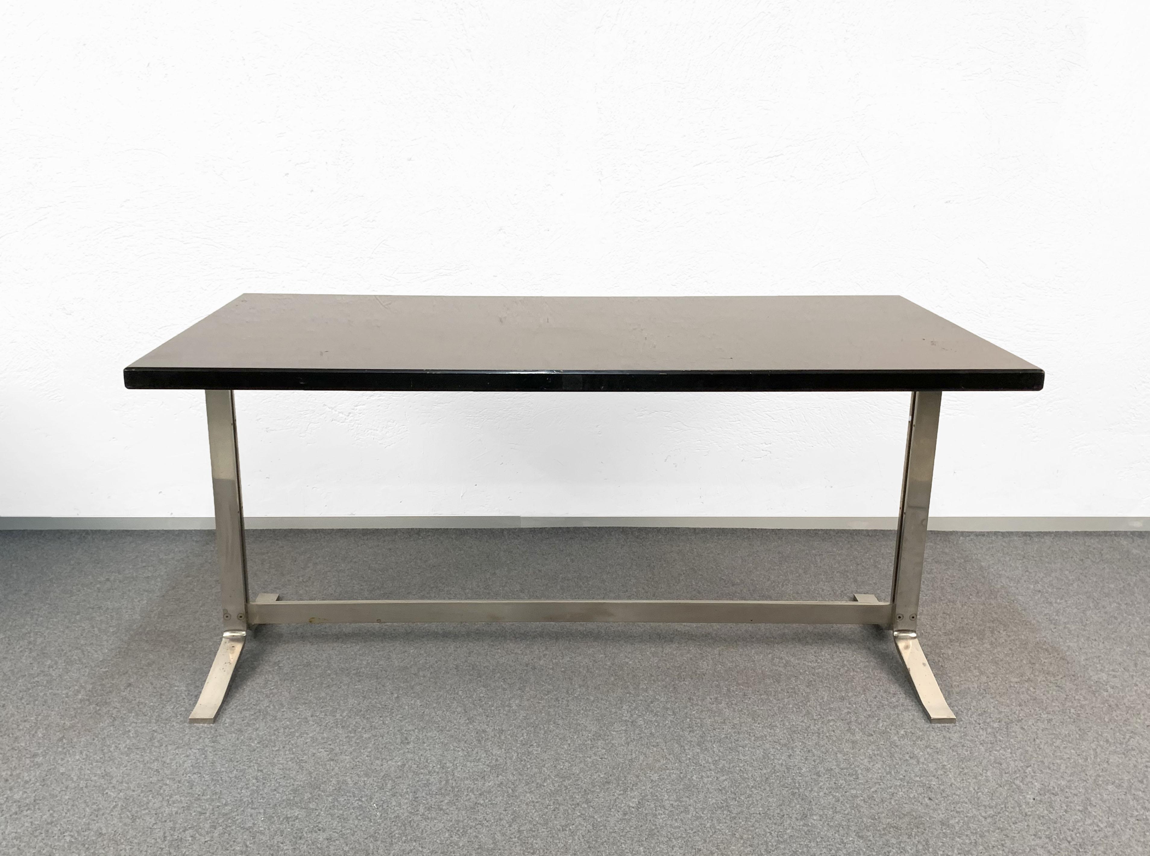 Desk or Dinning Table by Gianni Moscatelli for Formanova Steel Base, Italy, 1960s 4