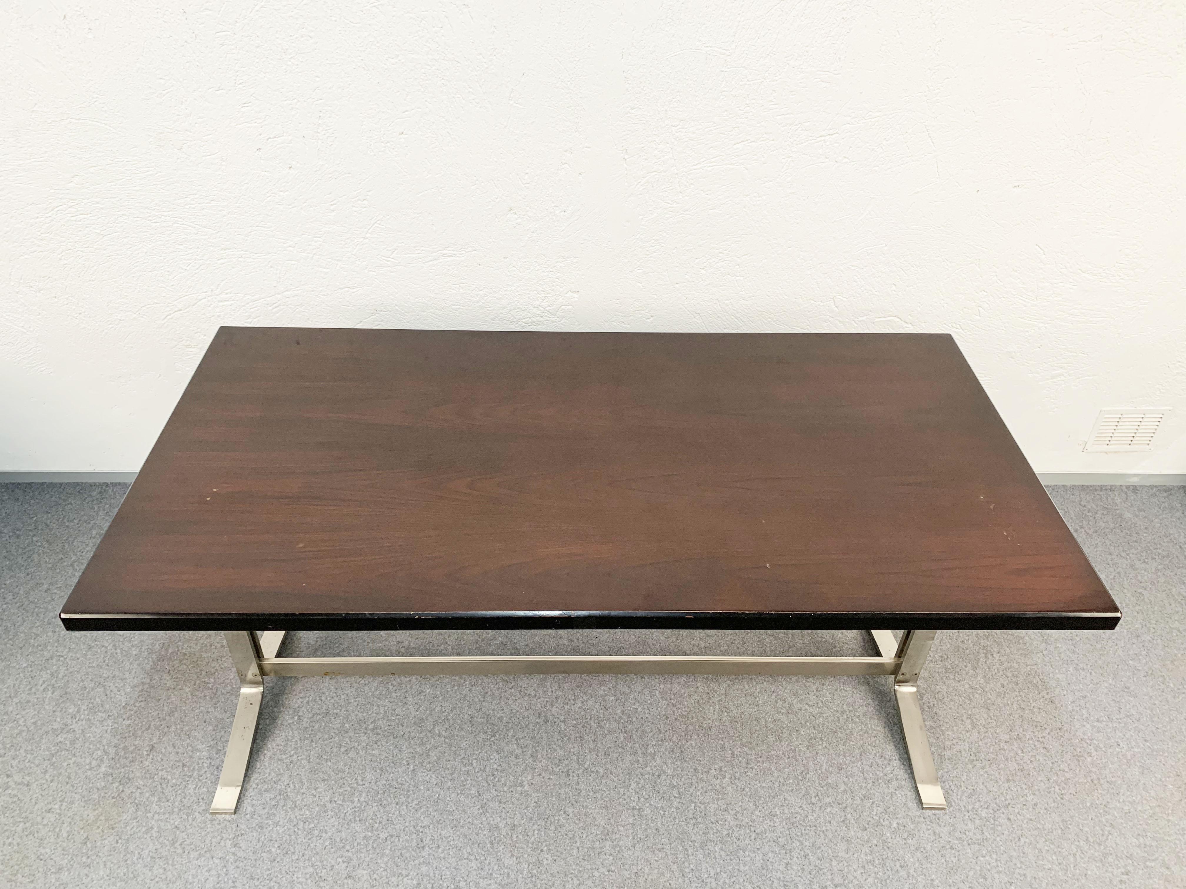 Desk or Dinning Table by Gianni Moscatelli for Formanova Steel Base, Italy, 1960s 5