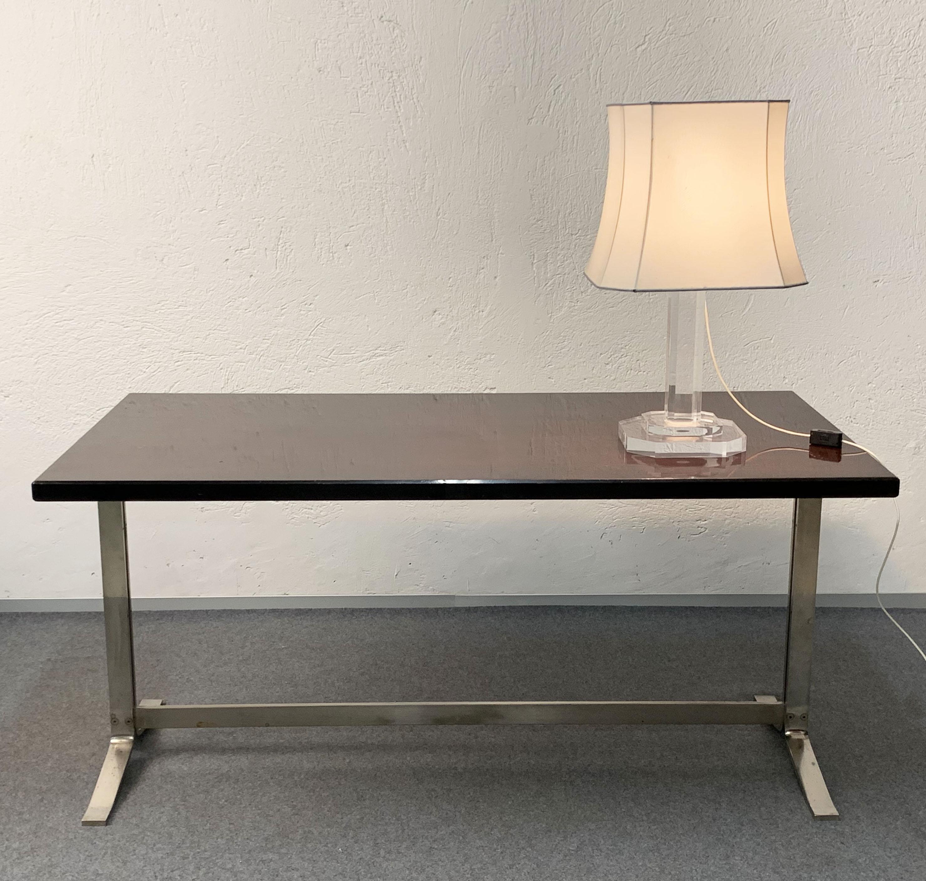 Desk or Dinning Table by Gianni Moscatelli for Formanova Steel Base, Italy, 1960s 10