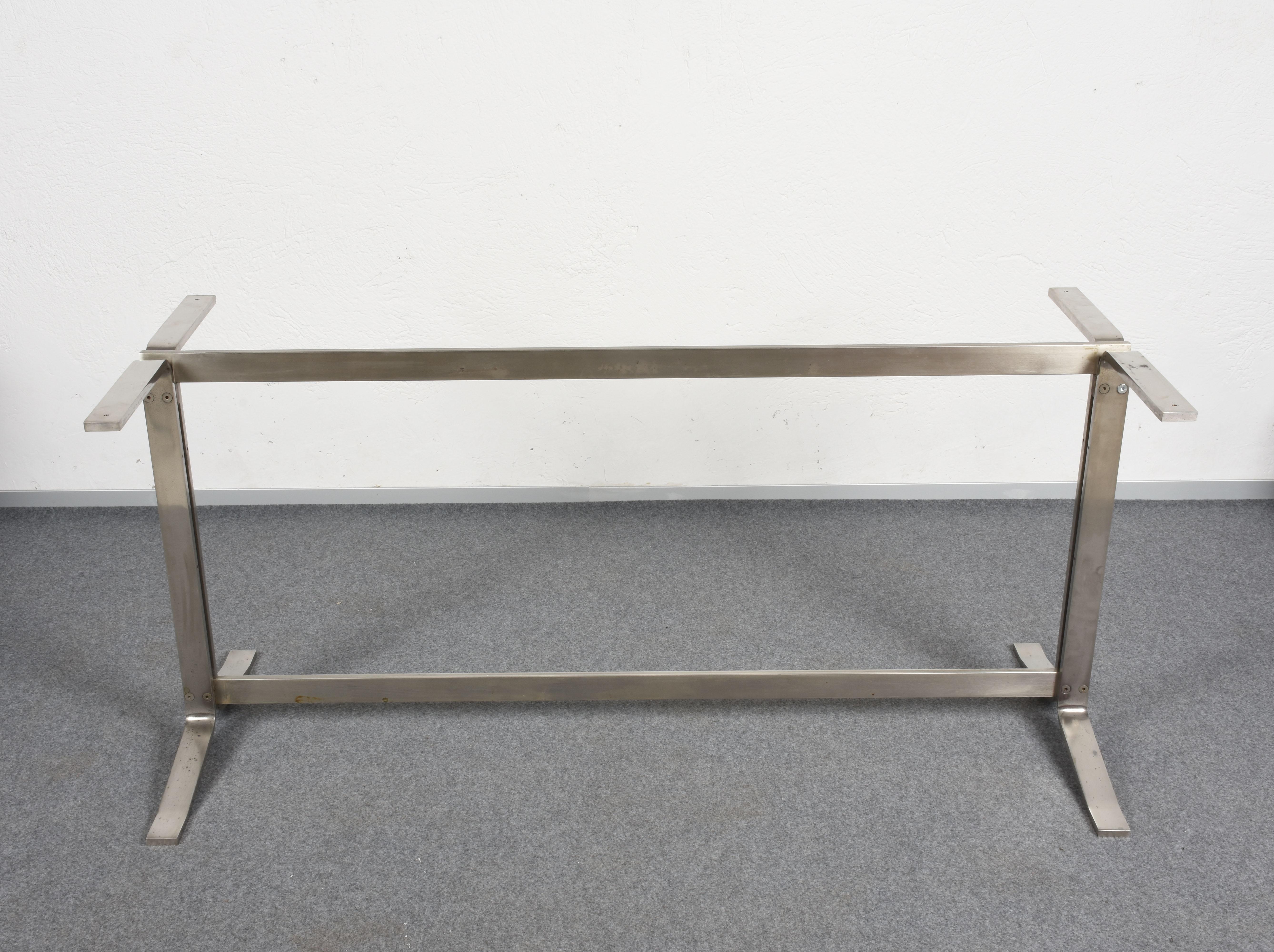 Desk or Dinning Table by Gianni Moscatelli for Formanova Steel Base, Italy, 1960s 12