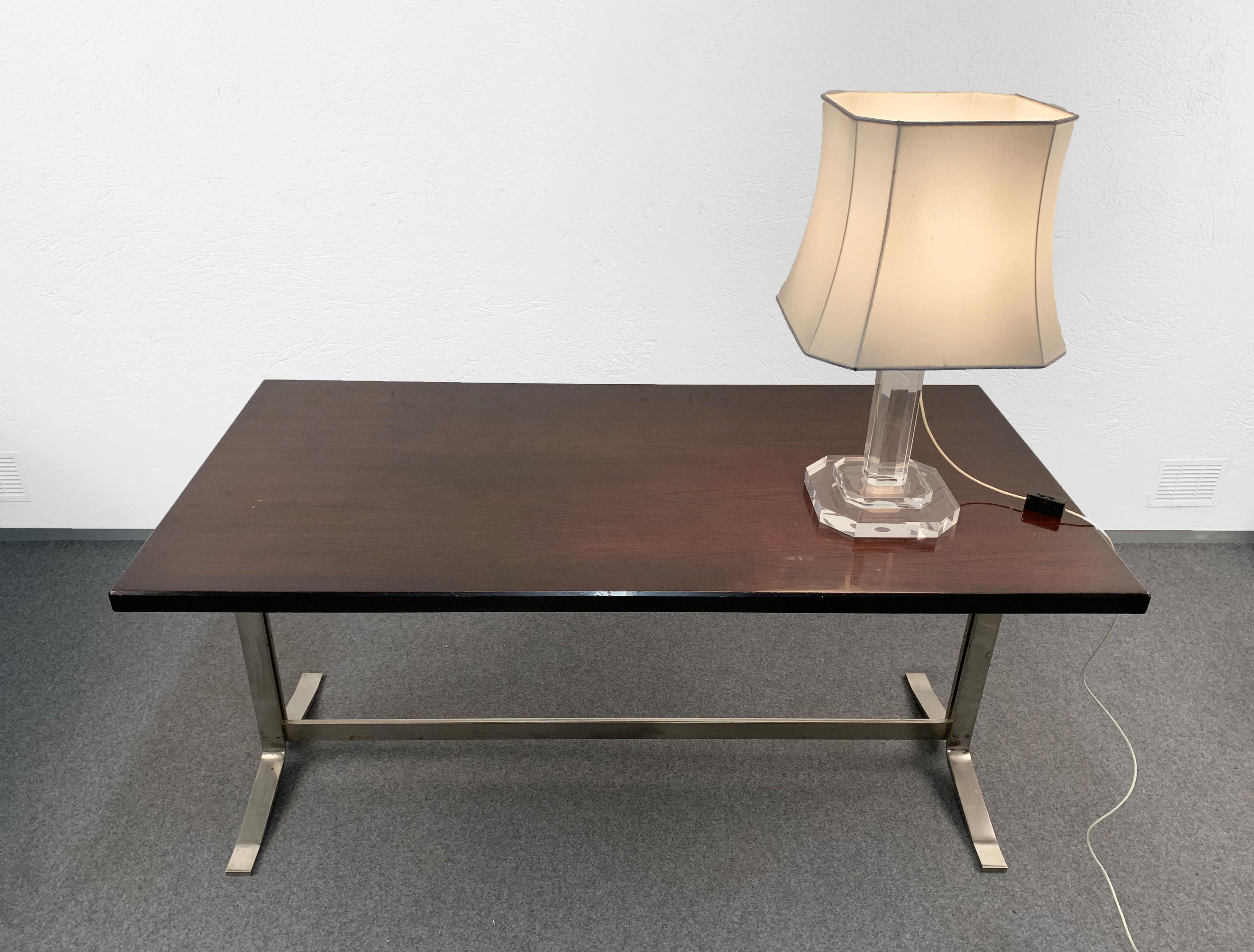 Desk or Dinning Table by Gianni Moscatelli for Formanova Steel Base, Italy, 1960s 13