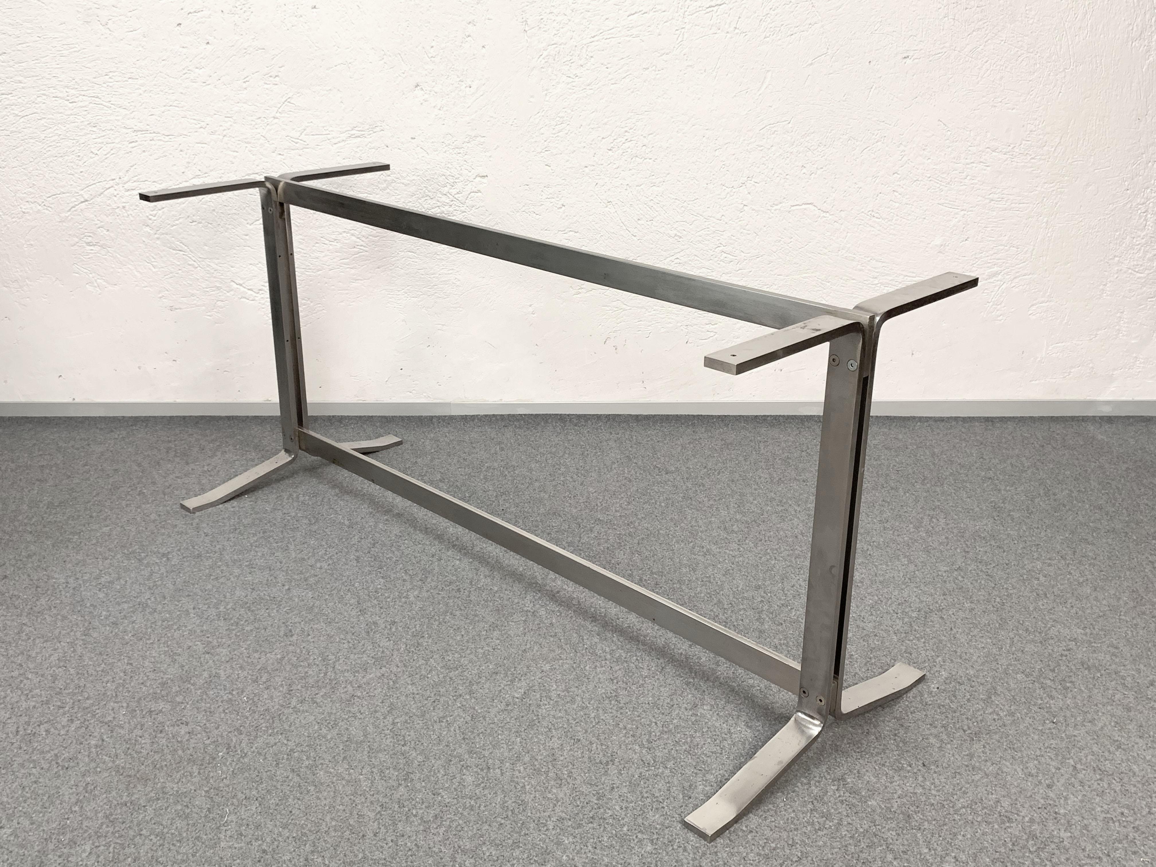 Desk or Dinning Table by Gianni Moscatelli for Formanova Steel Base, Italy, 1960s In Good Condition In Roma, IT