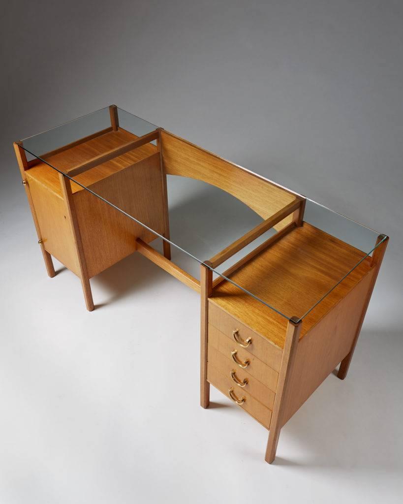 Brass Desk or Dressing Table Designed by Josef Frank for Svenskt Tenn, Sweden, 1950s