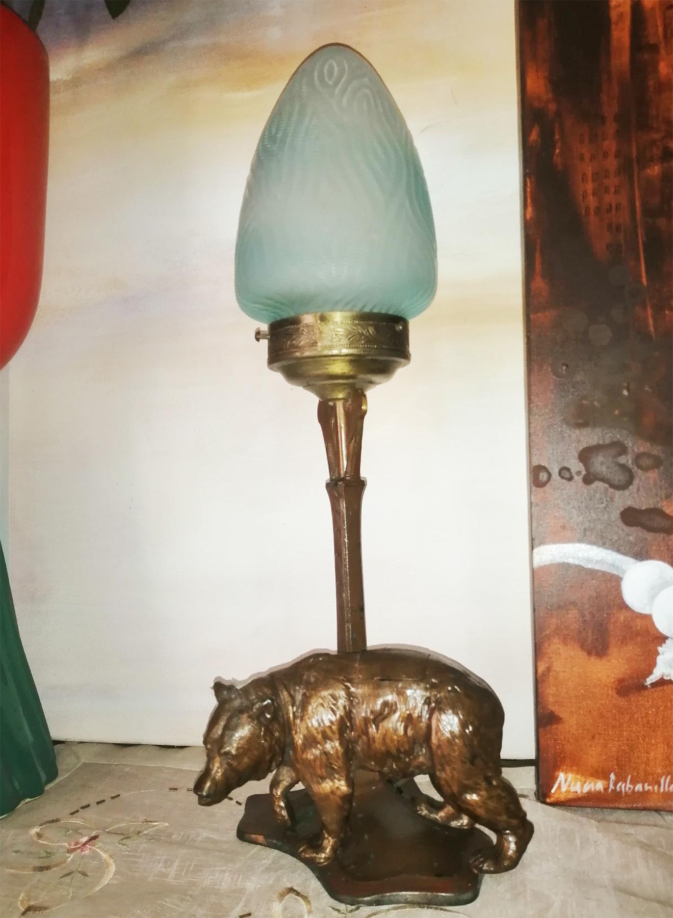 Desk or Table Lamp with a Figure of a Bear, France Art Nouveau/ Art Deco 2