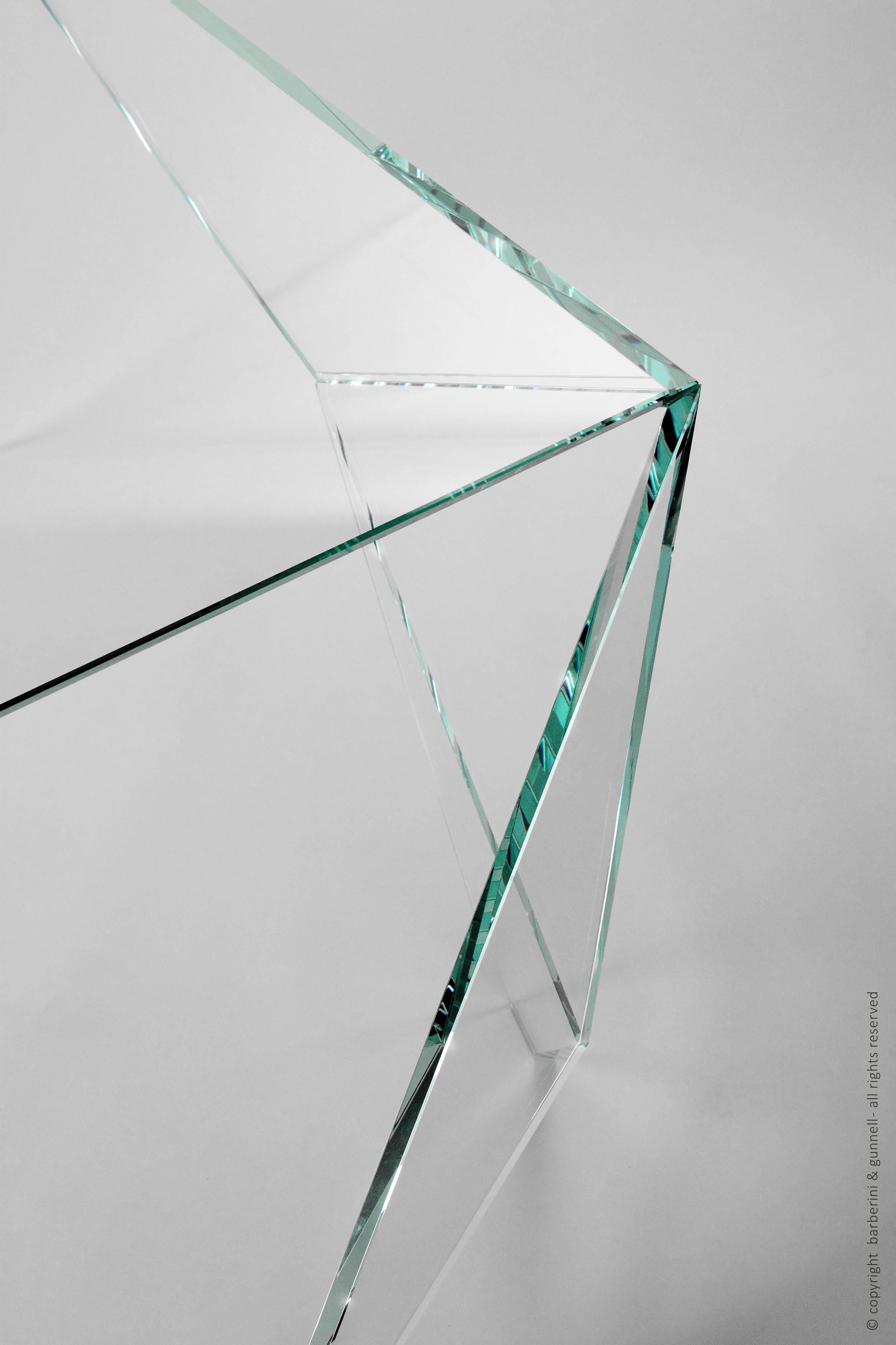 Hand-Crafted Desk or Writing Table Crystal Glass Origami Design Collectible Made in Italy For Sale