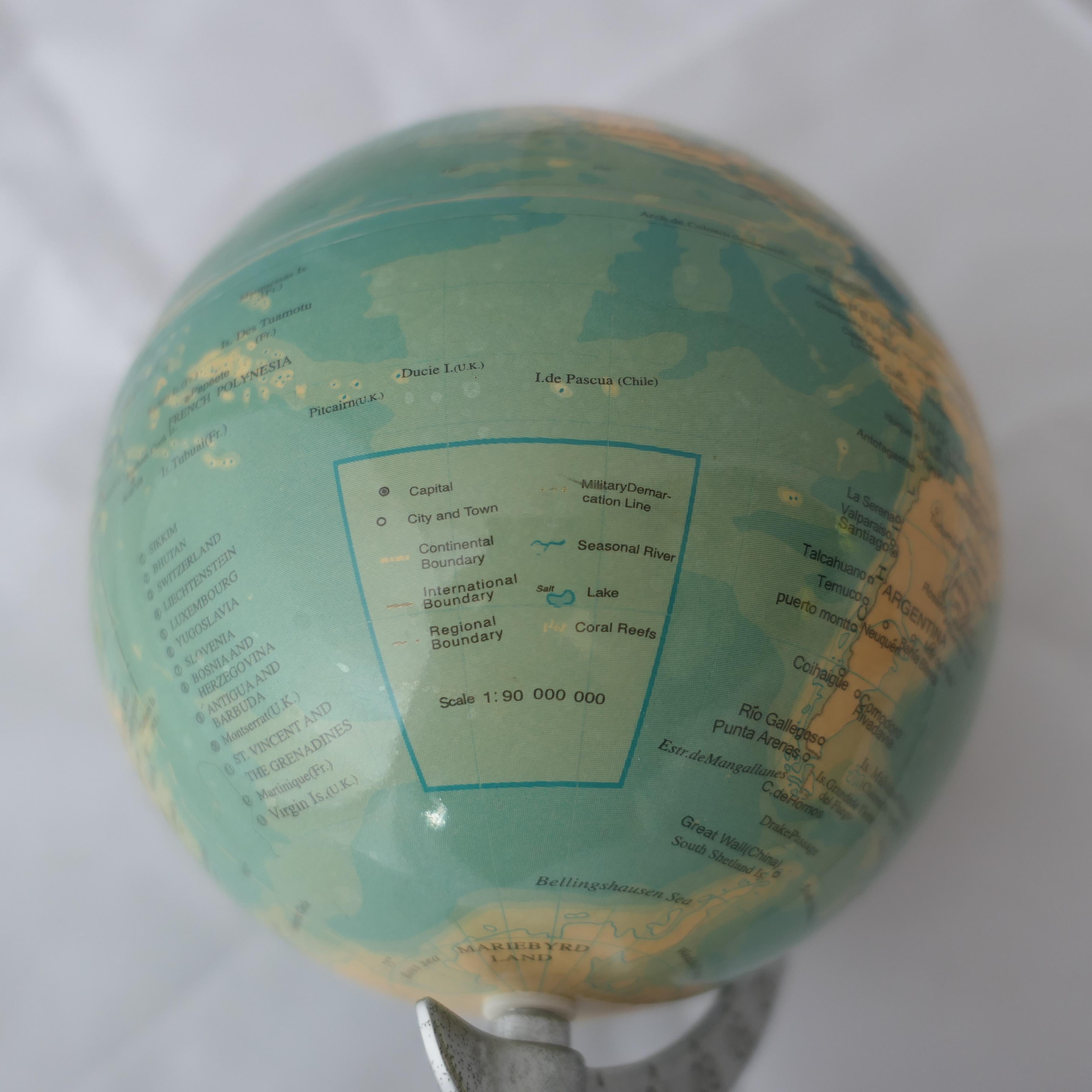 Mid-20th Century  Desk Ornament World Globe with Chromed Stand  A super piece and useful   For Sale
