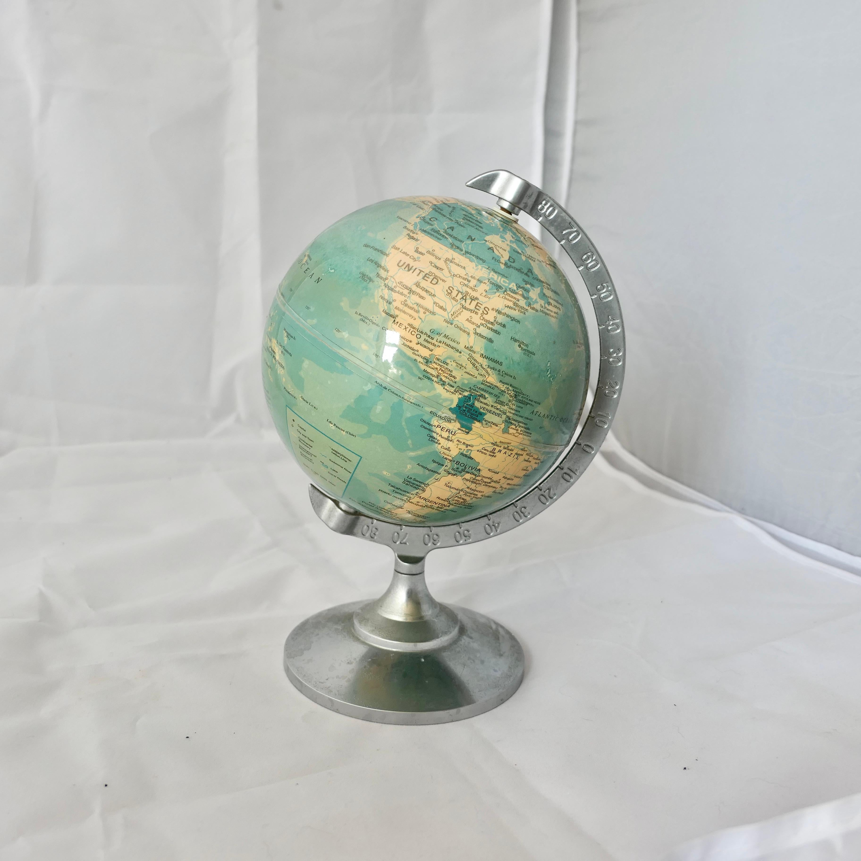  Desk Ornament World Globe with Chromed Stand  A super piece and useful   For Sale 1