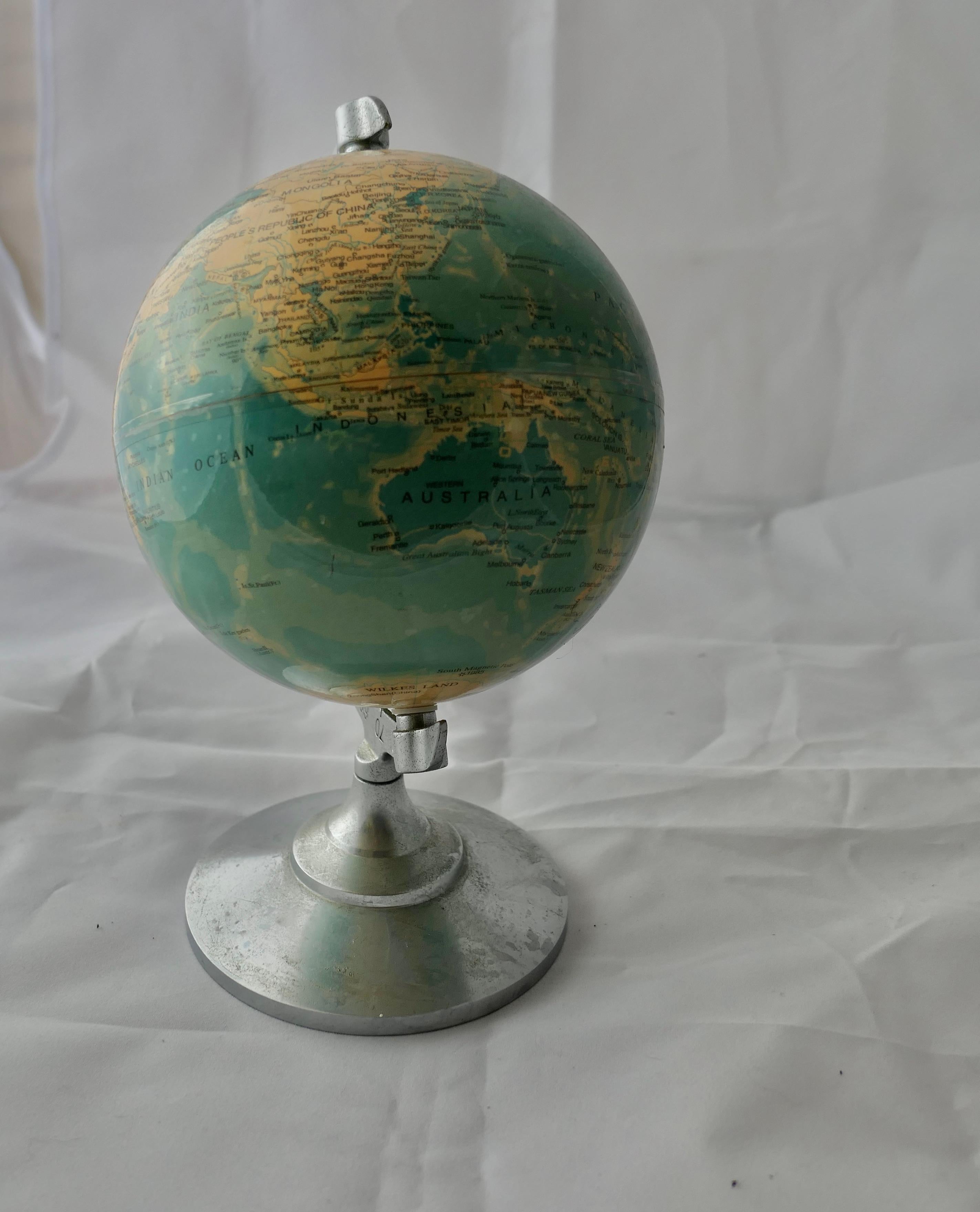  Desk Ornament World Globe with Chromed Stand  A super piece and useful   For Sale 2