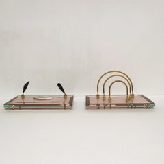 Satz von zwei Schreibtisch-Accessoires aus Murano-Glas Saint Gobain Mid-Century Modern 70s