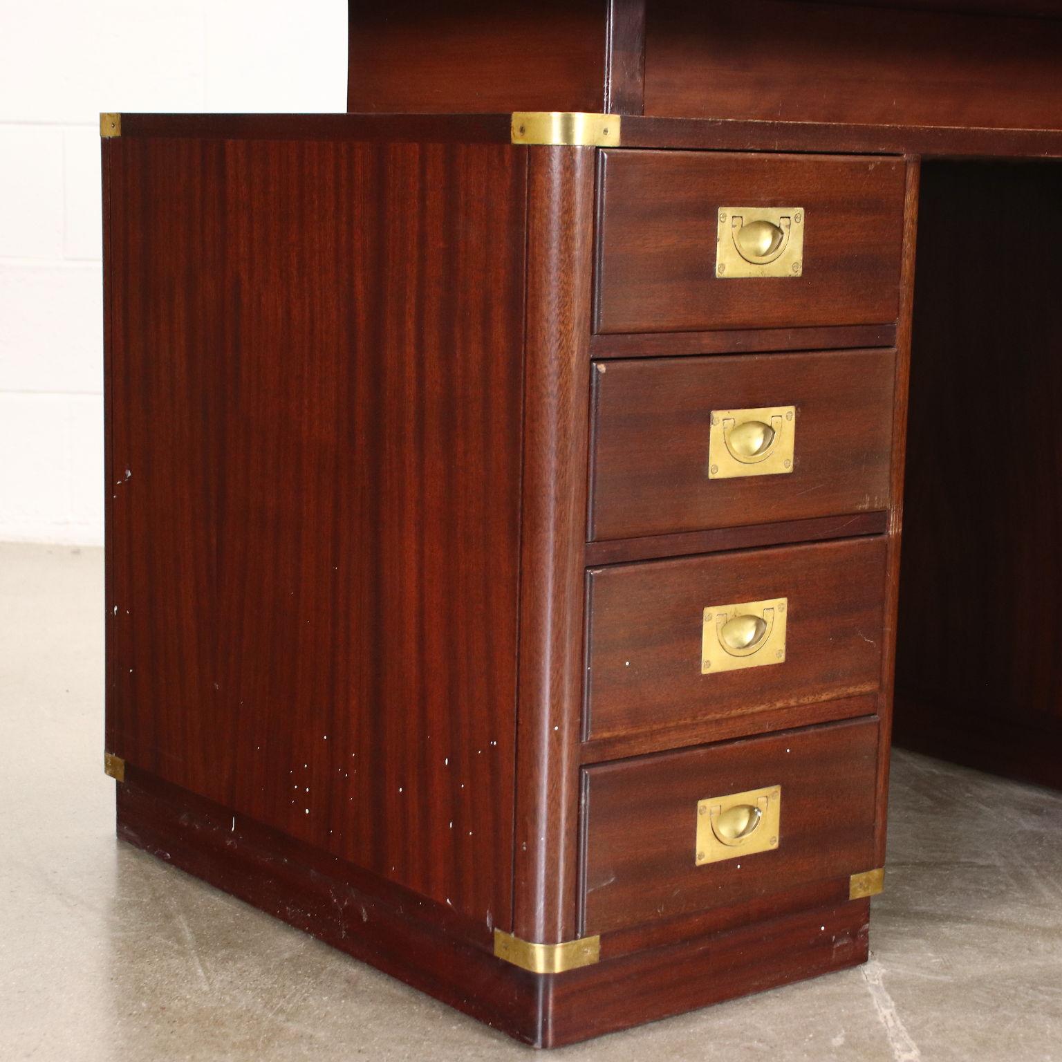 Mid-20th Century Desk Rosewood Leather, Italy, 1960s