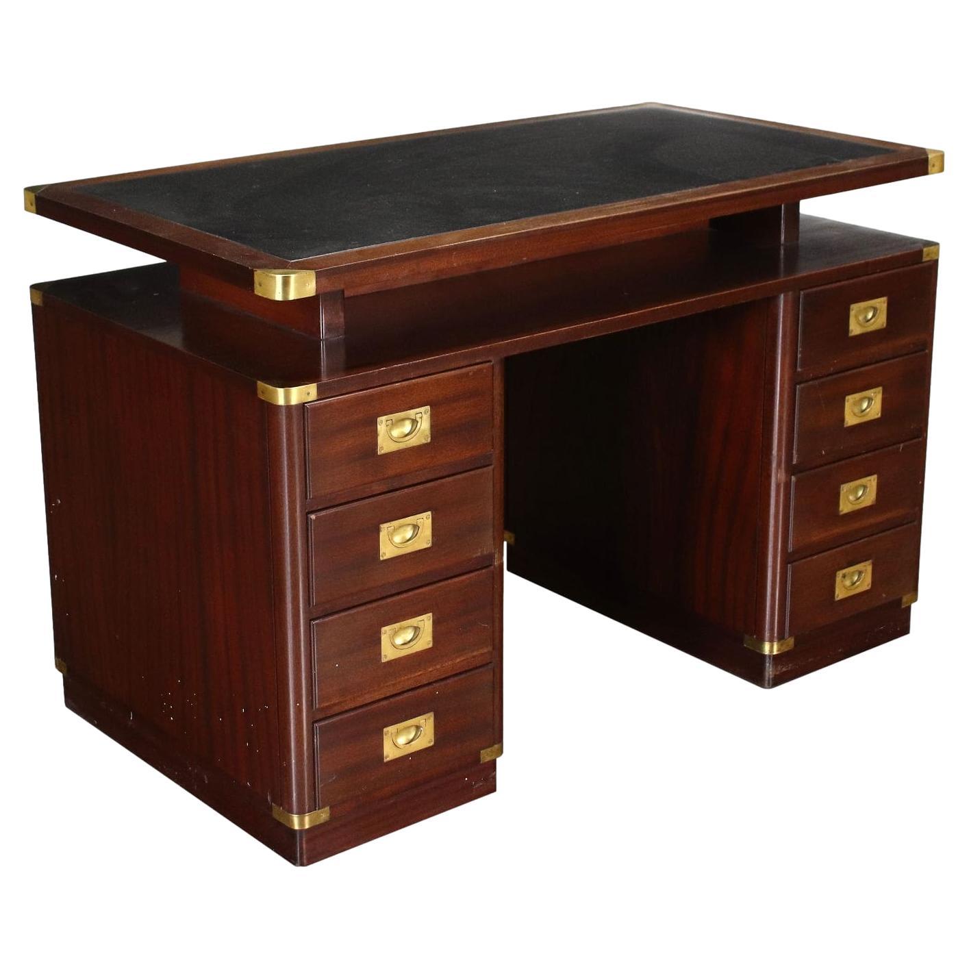 Desk Rosewood Leather, Italy, 1960s