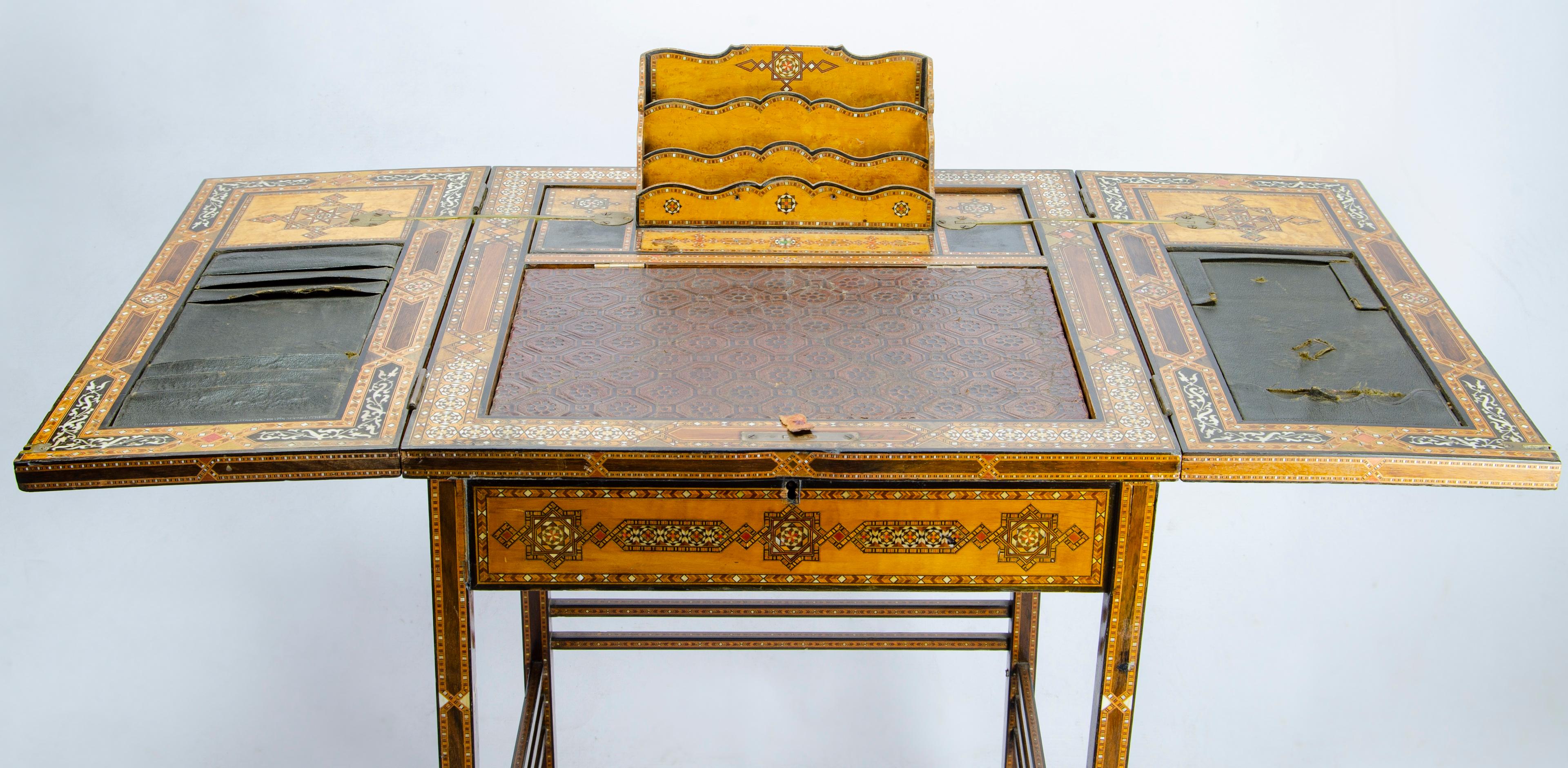 Mid-20th Century Desk, Secretaire, Moorish Inlays For Sale
