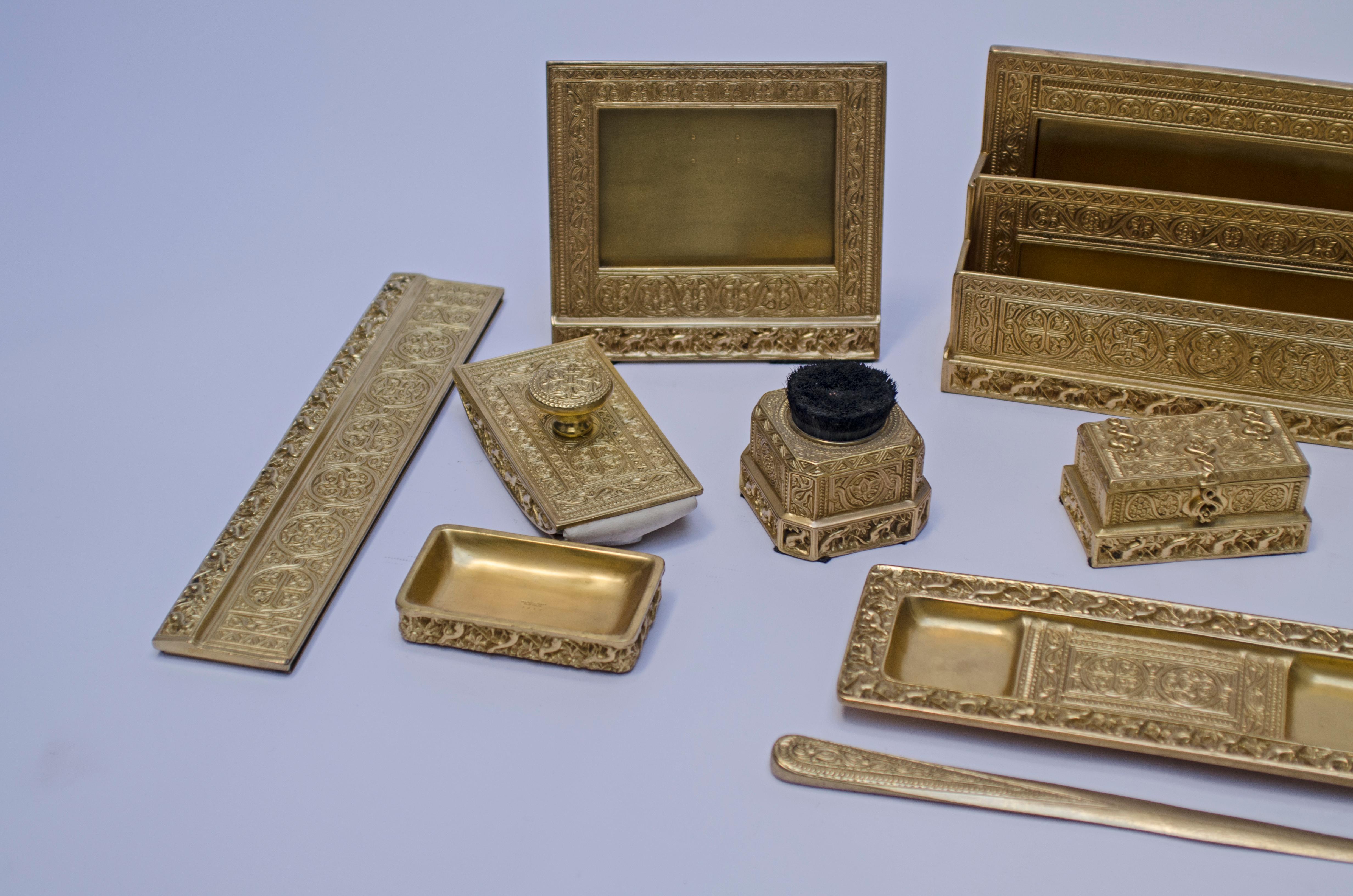 Schreibtisch-Set, Modell „Venetian“ von TIFFANY STUDIOS (amerikanisch) im Angebot