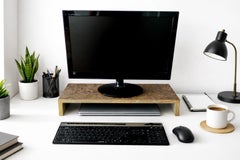 Desk Set of Natural Stone Oxide Slate Minimalist Modern Design Handmade in Spain