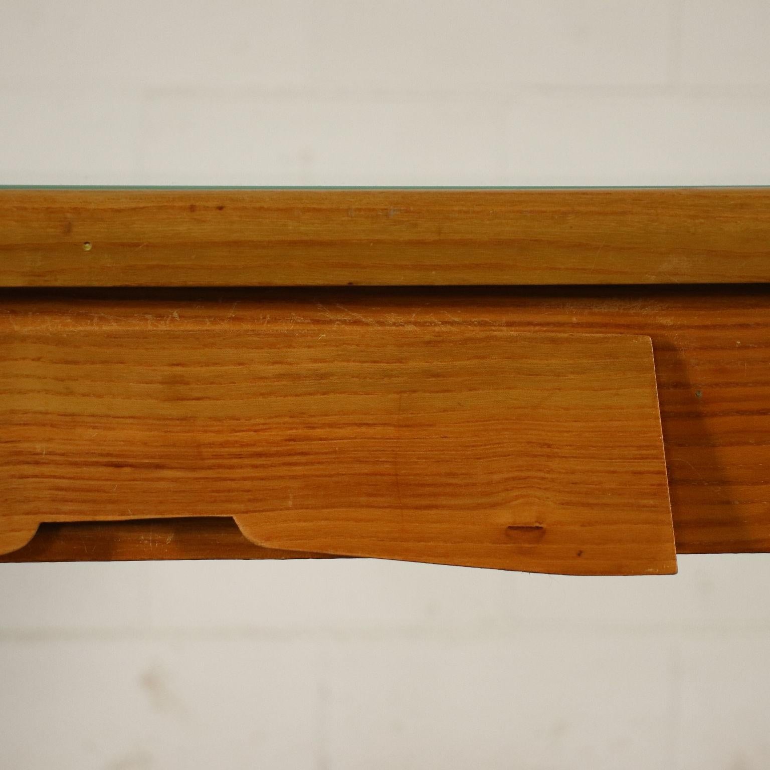 Desk Solid Beech Ash Veneer Back-Treated Clear Glass, Italy, 1950s 5