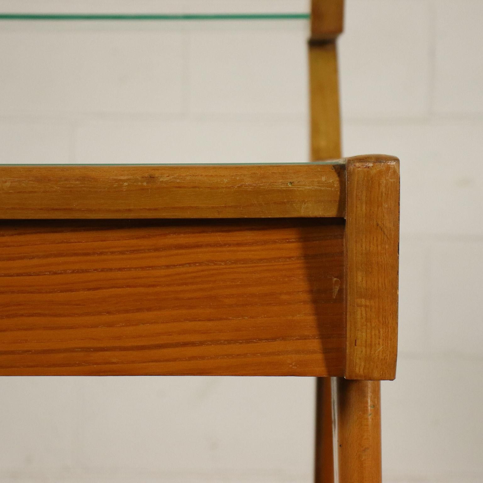 Desk Solid Beech Ash Veneer Back-Treated Clear Glass, Italy, 1950s 6