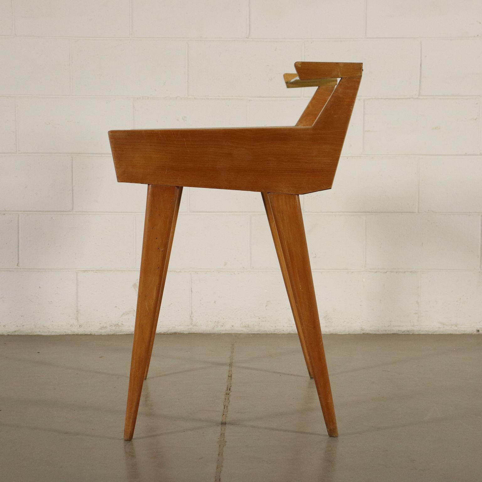 Desk Solid Beech Ash Veneer Back-Treated Clear Glass, Italy, 1950s 9