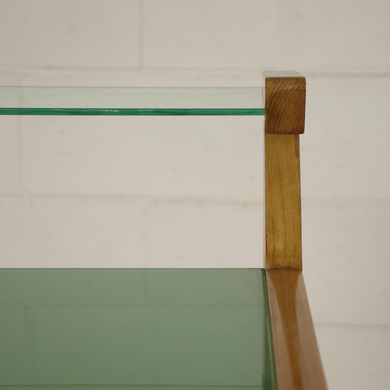 Desk Solid Beech Ash Veneer Back-Treated Clear Glass, Italy, 1950s 1
