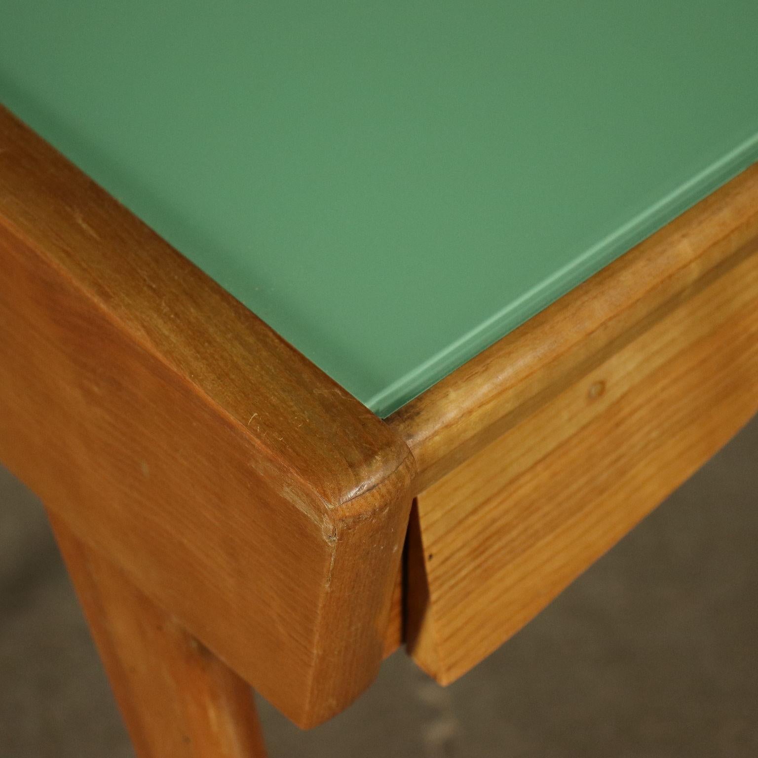 Desk Solid Beech Ash Veneer Back-Treated Clear Glass, Italy, 1950s 2