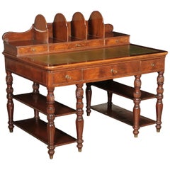 Desk, Solid Walnut and Leather, Italy, 19th Century