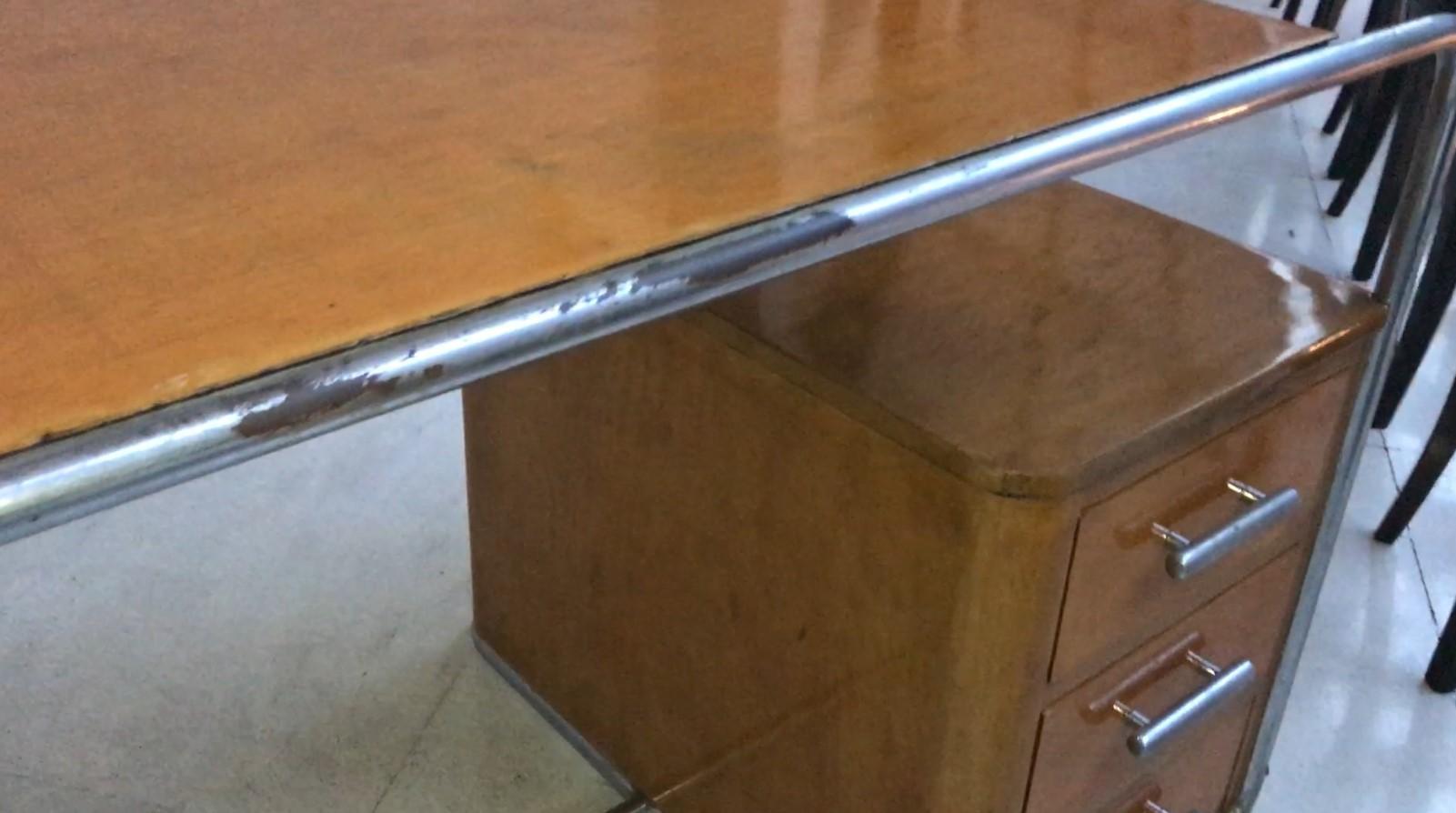 Desk Style Art Deco in Wood and chrome, 1940, Made in Germany For Sale 8