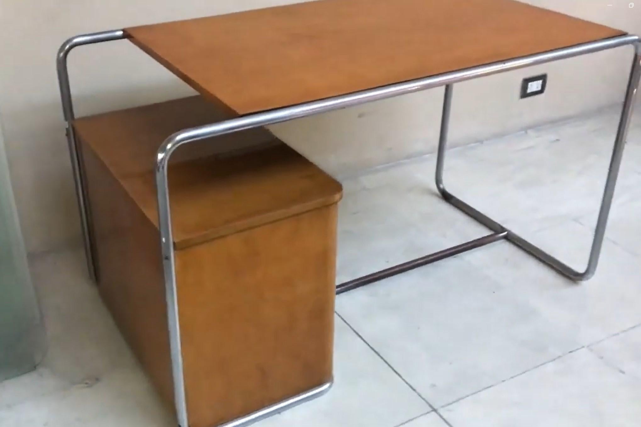 Desk Style Art Deco in Wood and chrome, 1940, Made in Germany For Sale 11