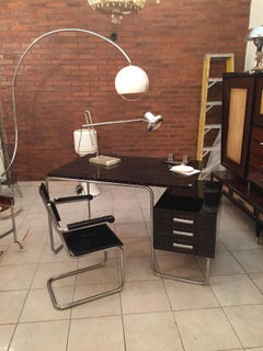 Desk Style Art Deco in Wood and chrome, 1940, Made in Germany