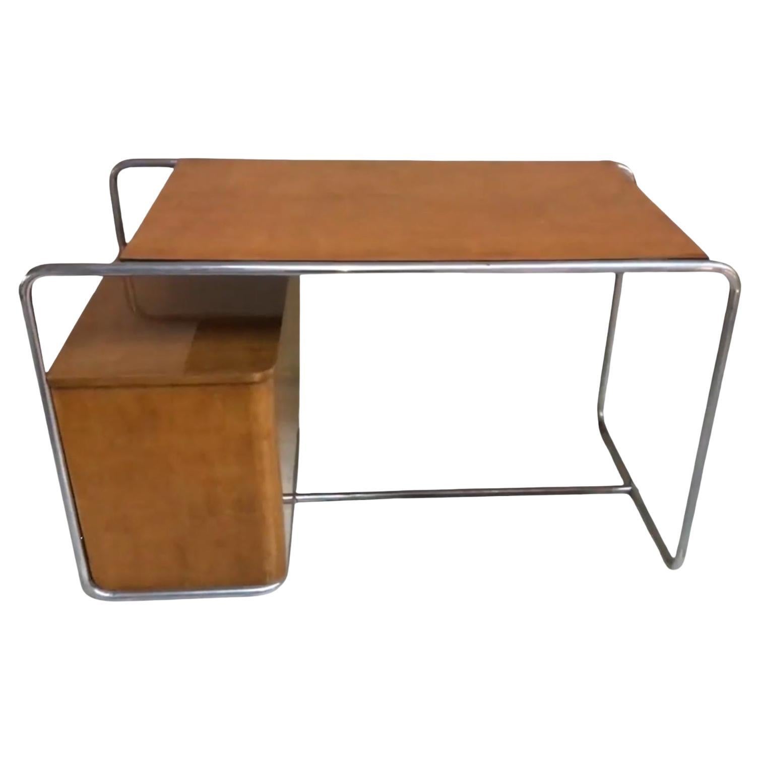 Desk Style Art Deco in Wood and chrome, 1940, Made in Germany For Sale