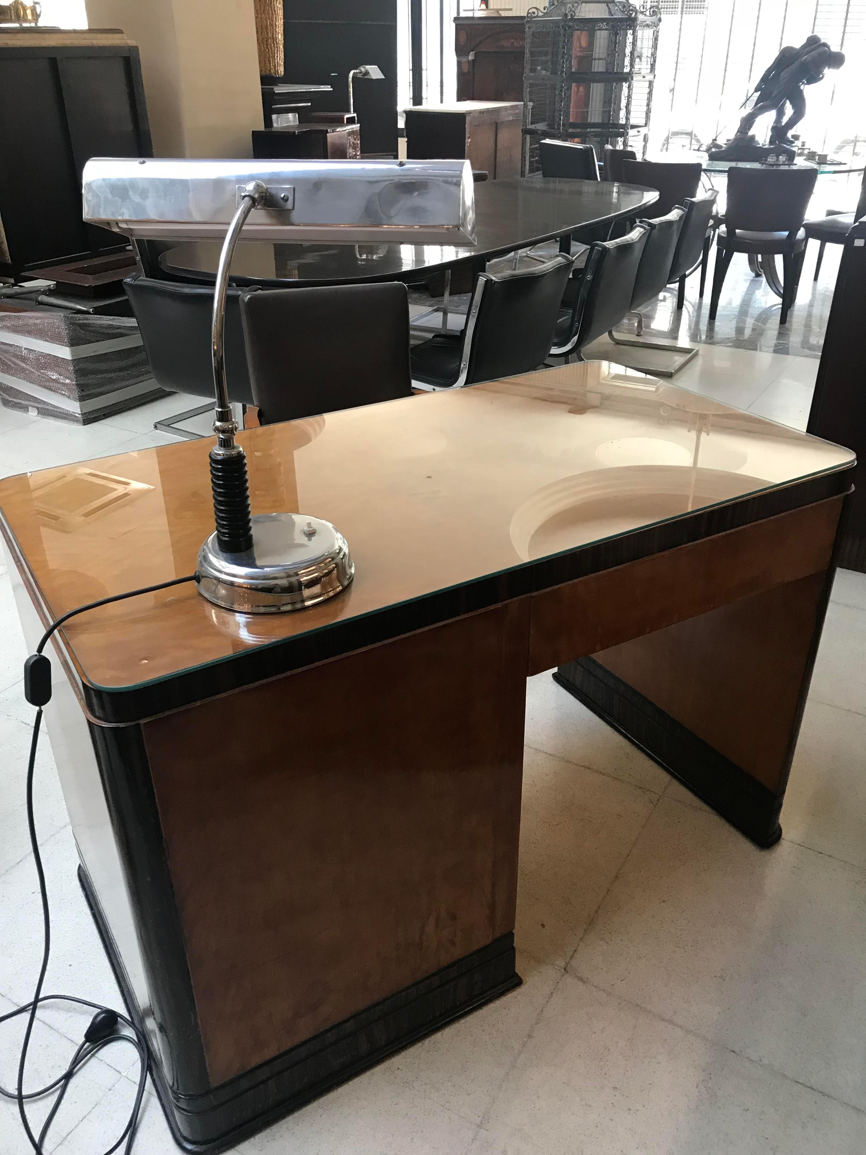 Mid-20th Century Desk Style Art Deco in Wood and Polyurethanic Lacquer, French 1930 For Sale