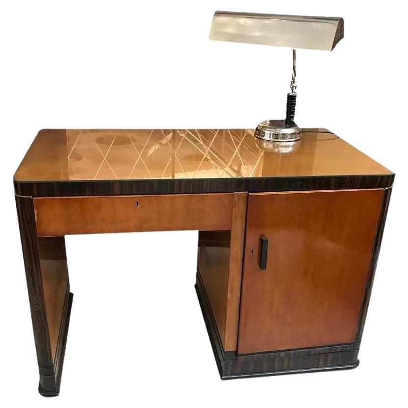 Desk Style Art Deco in Wood and Polyurethanic Lacquer, French 1930 For Sale