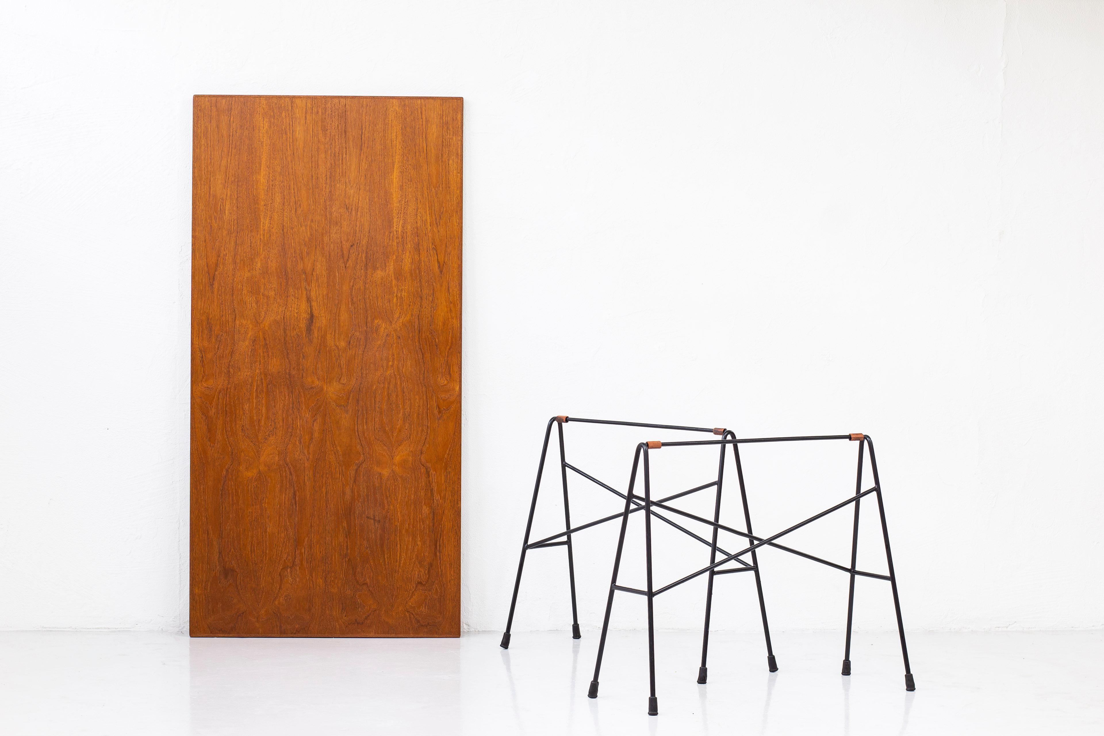 Scandinavian Modern Desk /Table by Bengt Johan Gullberg, Metal and Teak, Sweden, 1950s For Sale