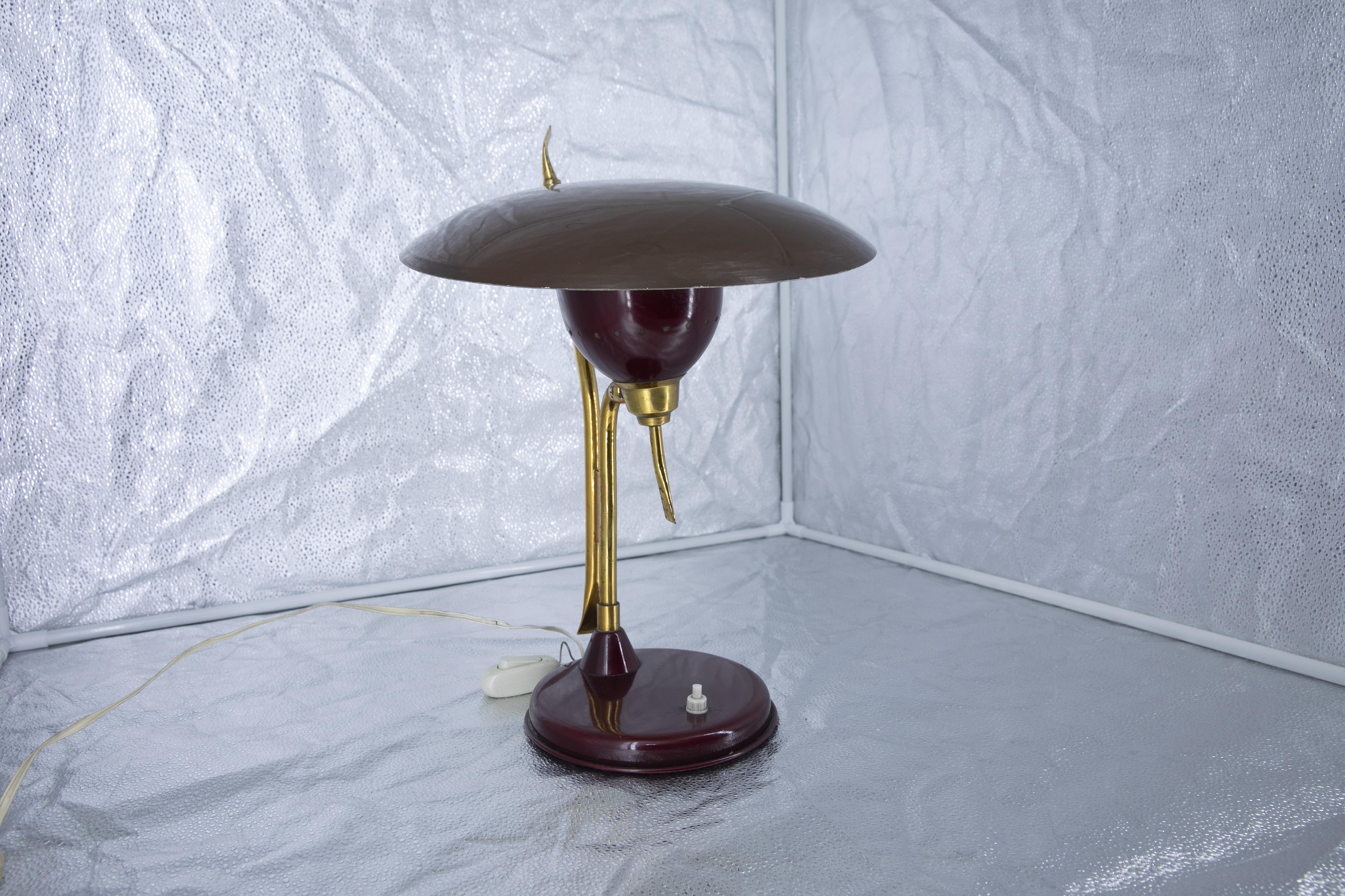 Brass Desk Table Lamp Design by Oscar Torlasco for Lumen Milano, Made in Italy, 1950s For Sale