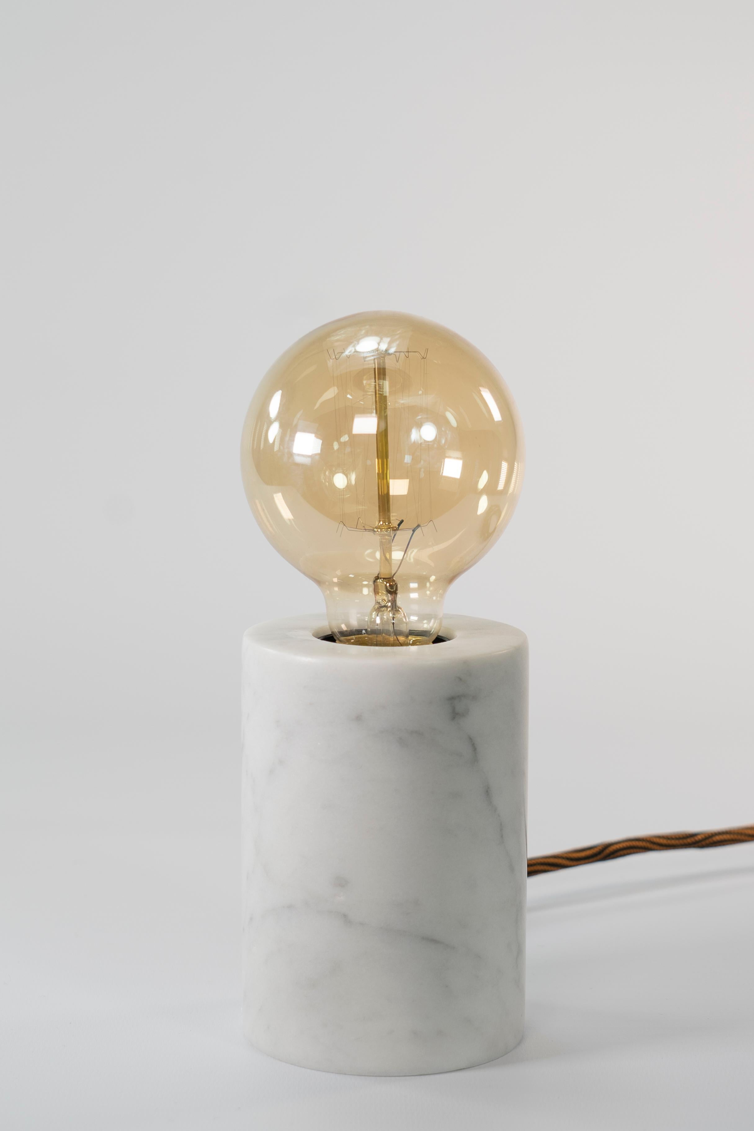 Italian Carrara Home Design Desk Table Lamp in White Carrara Marble For Sale
