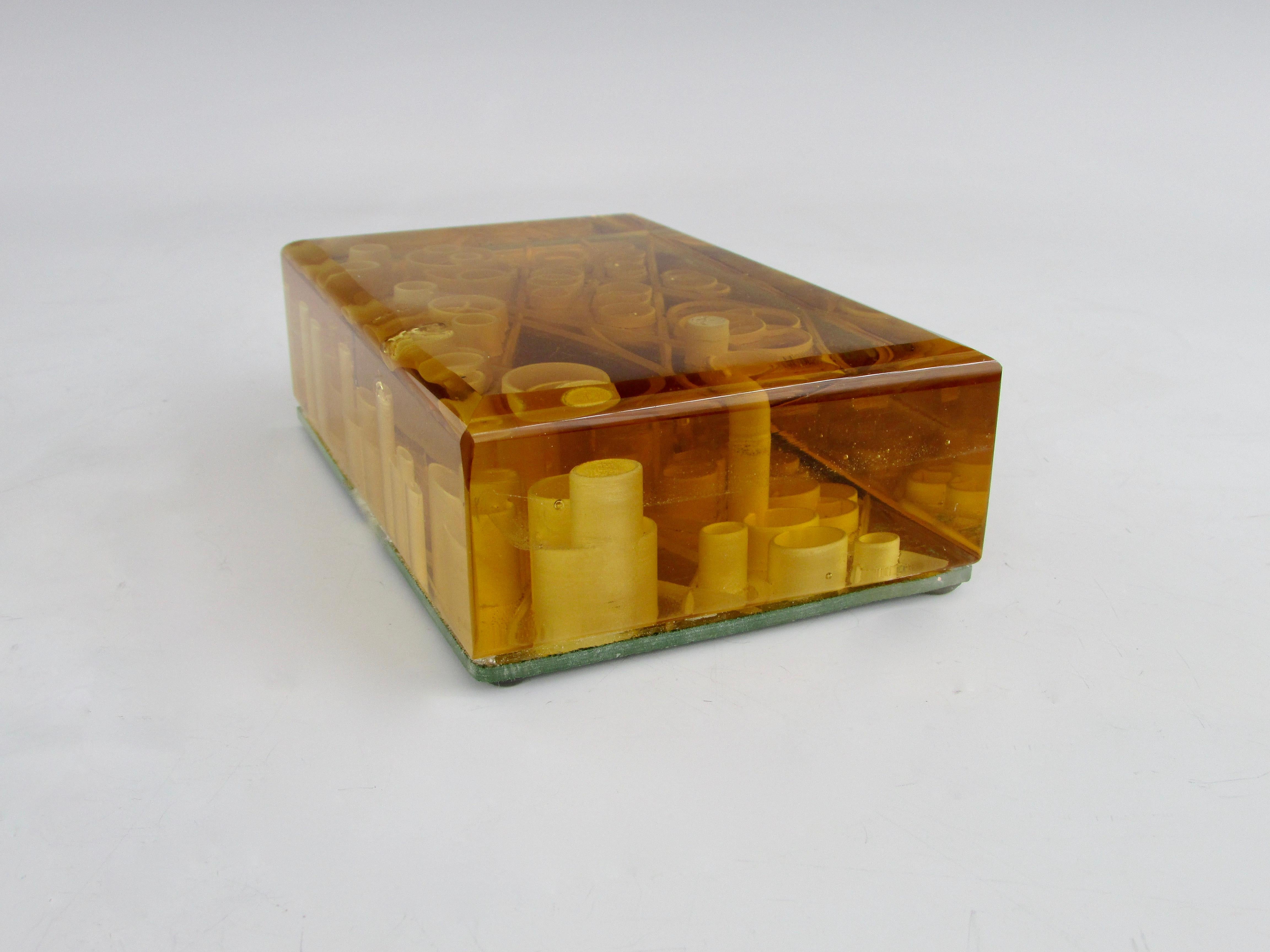 American Desk Top Construction in Glass Sculpture Paperweight