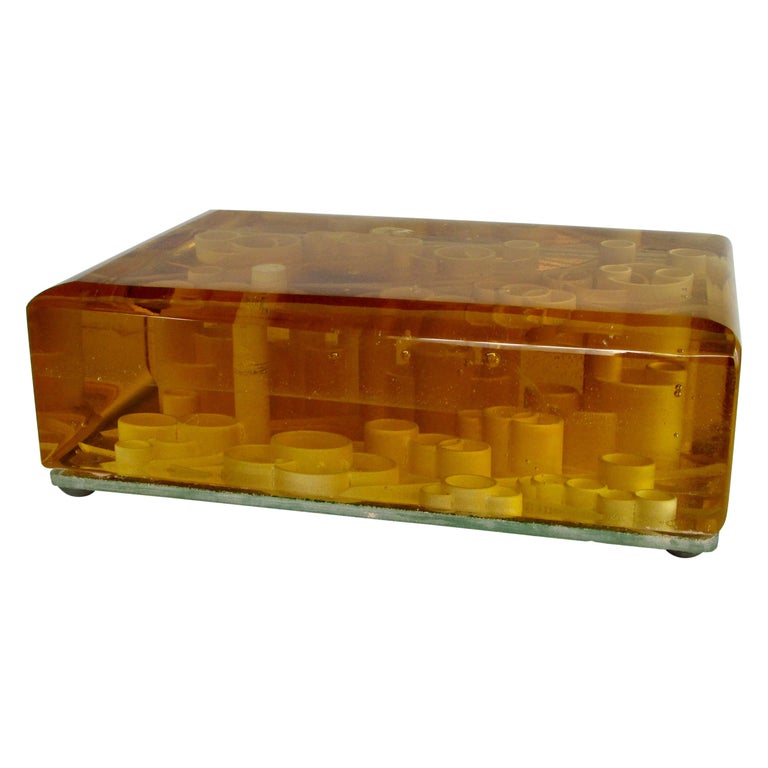 Desk Top Construction in Glass Sculpture Paperweight For Sale at 1stDibs