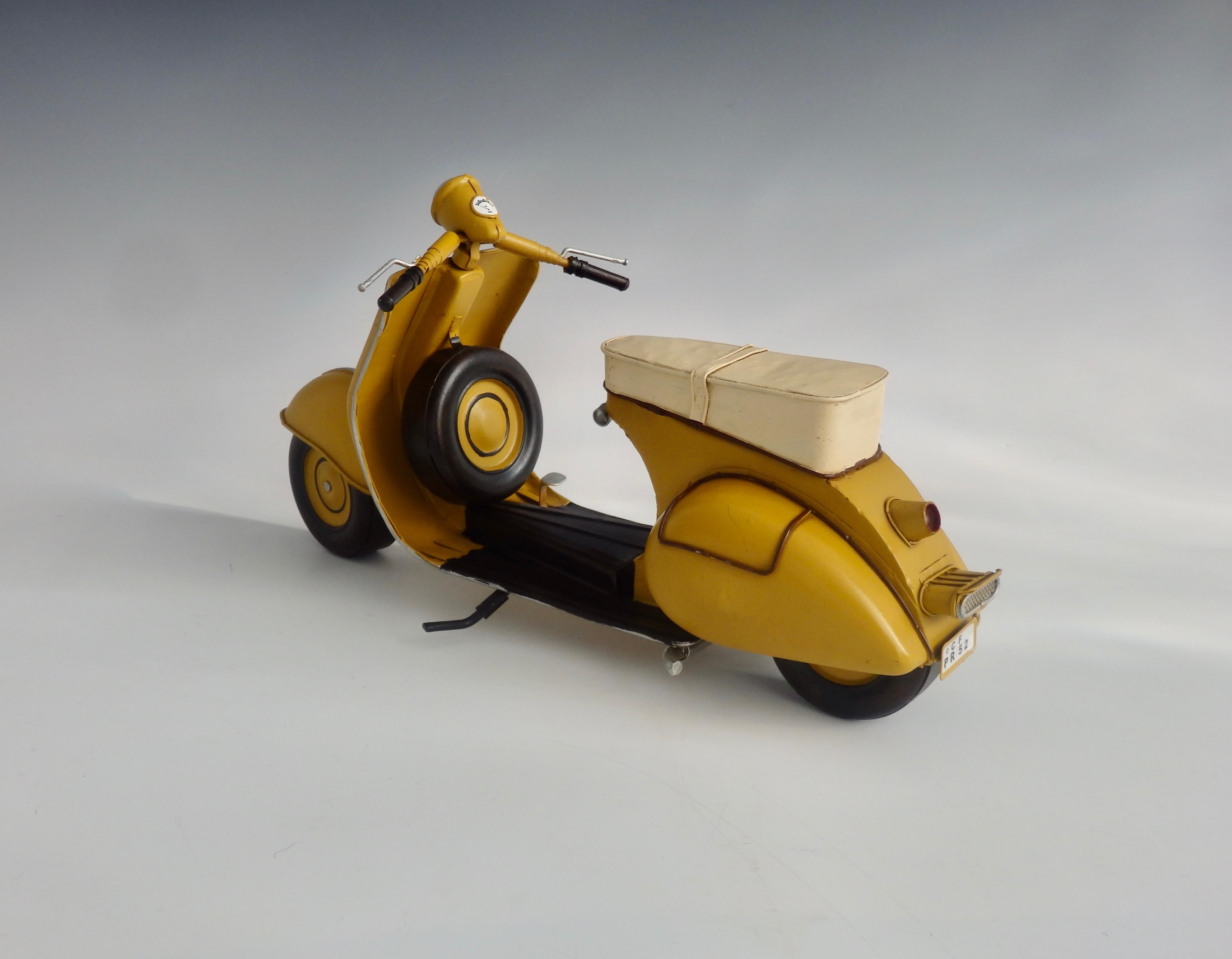 Mid-Century Modern Desk Top Tin Folk Art Sculpture of Italian Lambretta or Vespa Scooter
