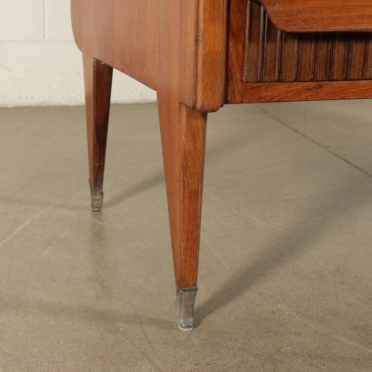 Desk Veneered Wood Maple Back-Treated Glass, Italy, 1950s 3