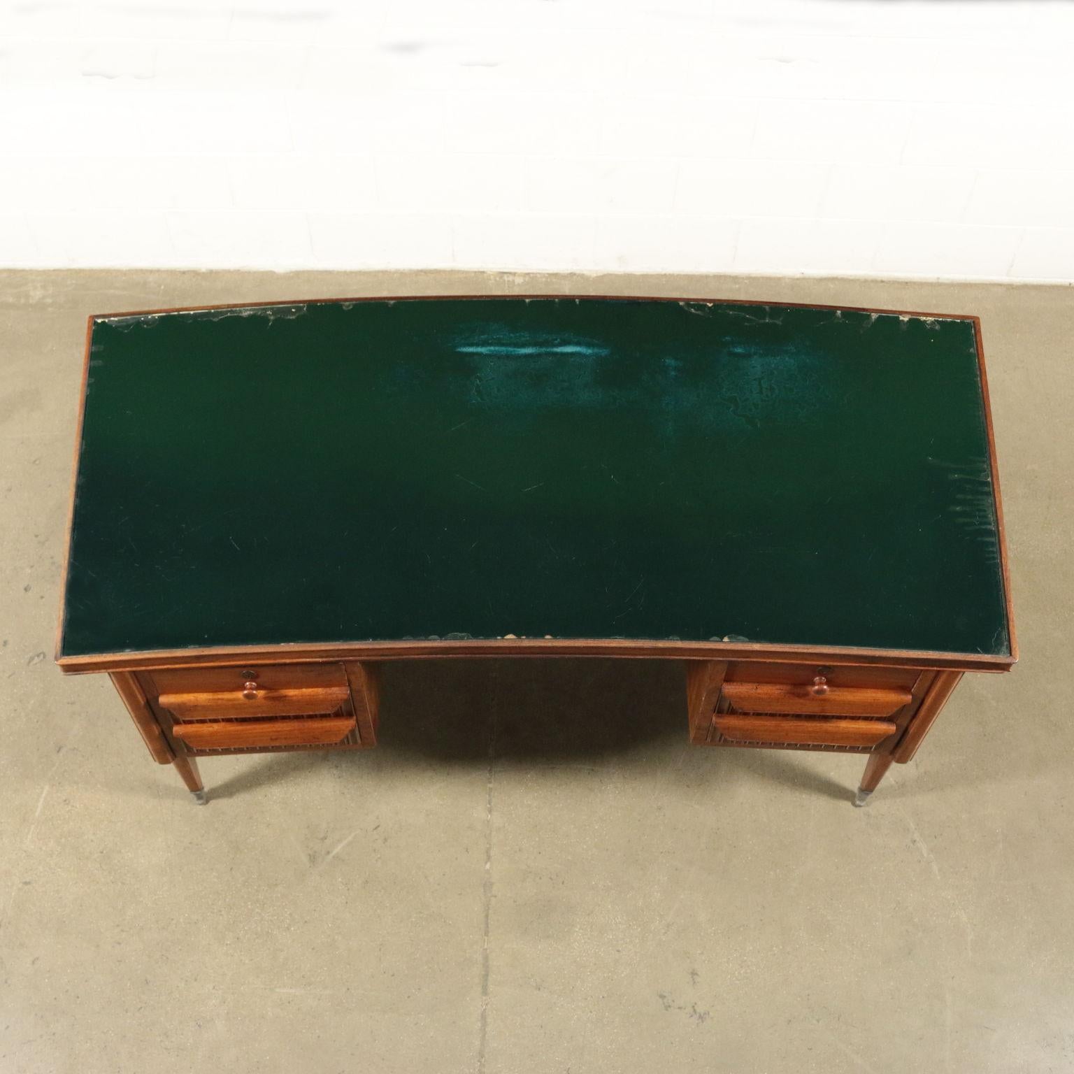 Desk Veneered Wood Maple Back-Treated Glass, Italy, 1950s 5