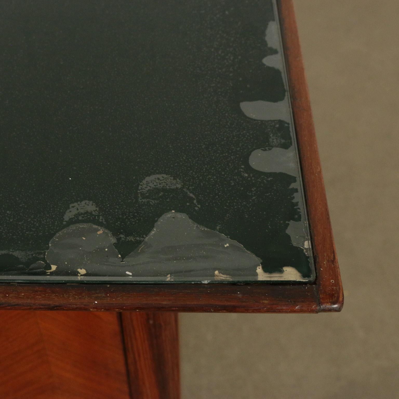 Desk Veneered Wood Maple Back-Treated Glass, Italy, 1950s 7