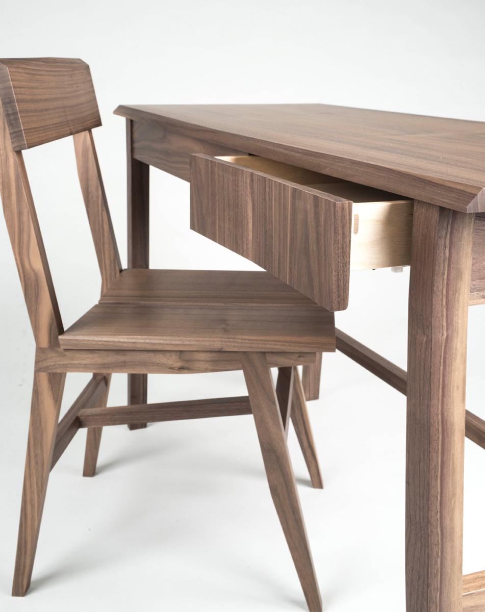 Bois de feuillus Bureau, noyer, moderne, rangement, bois de feuillus, personnalisable, semi-moderne en vente