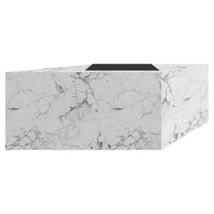 Desk White Marble, Leather 225x75x75cm Trapezoid shape Germany Handcrafted pc1/1
